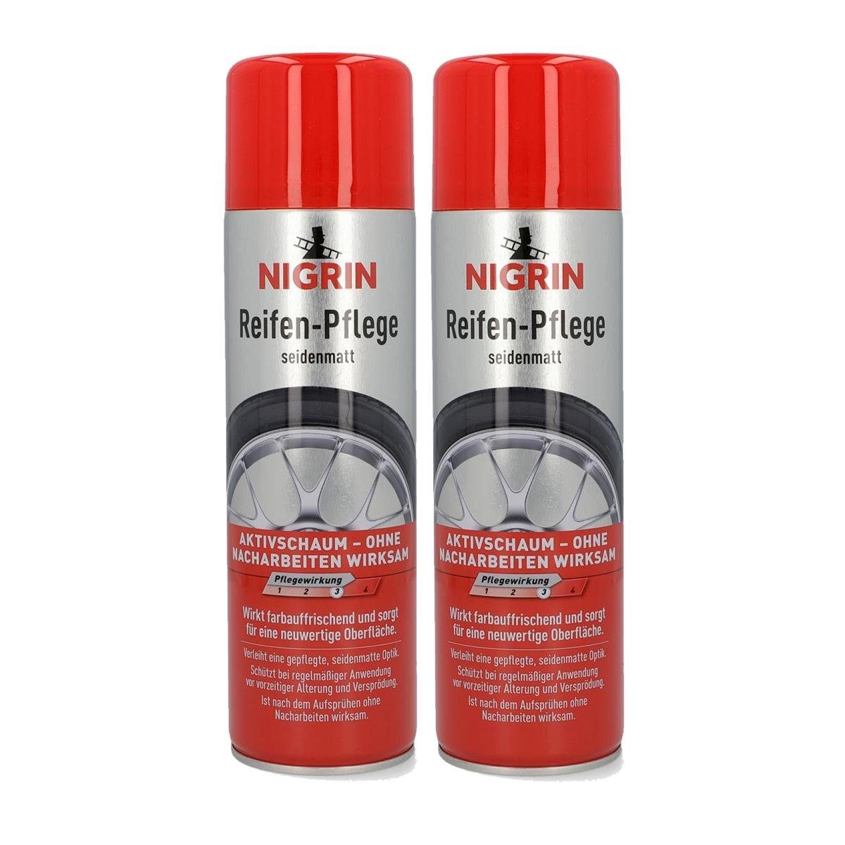 NIGRIN NIGRIN Reifen- Pflege seidenmatt 500ml - Aktivschaum (2er Pack) Auto-Reinigungsmittel