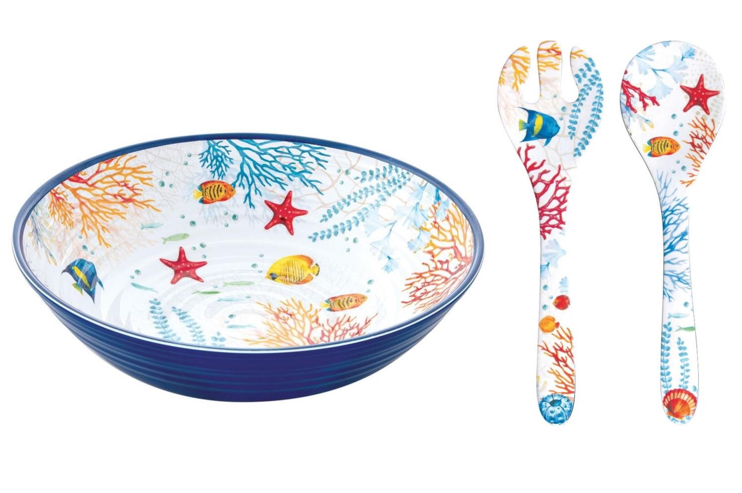 EasyLife Salatschüssel Bora Bora, Melamin, Spülmaschinengeeignet, Mehrfarbig, Motiv: Unterwasser, Höhe: cm