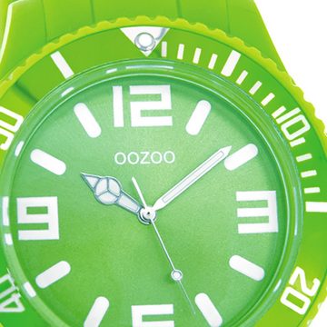 OOZOO Quarzuhr Oozoo Unisex Armbanduhr Vintage Series, (Analoguhr), Damen, Herrenuhr rund, groß (ca. 43mm) Silikonarmband grün