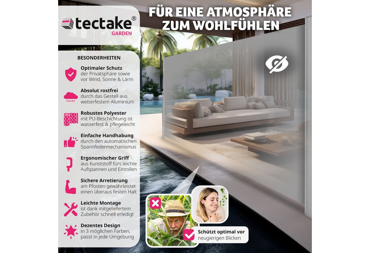 Thumbnail - tectake Seitenarmmarkise Seitenmarkise aus Aluminium