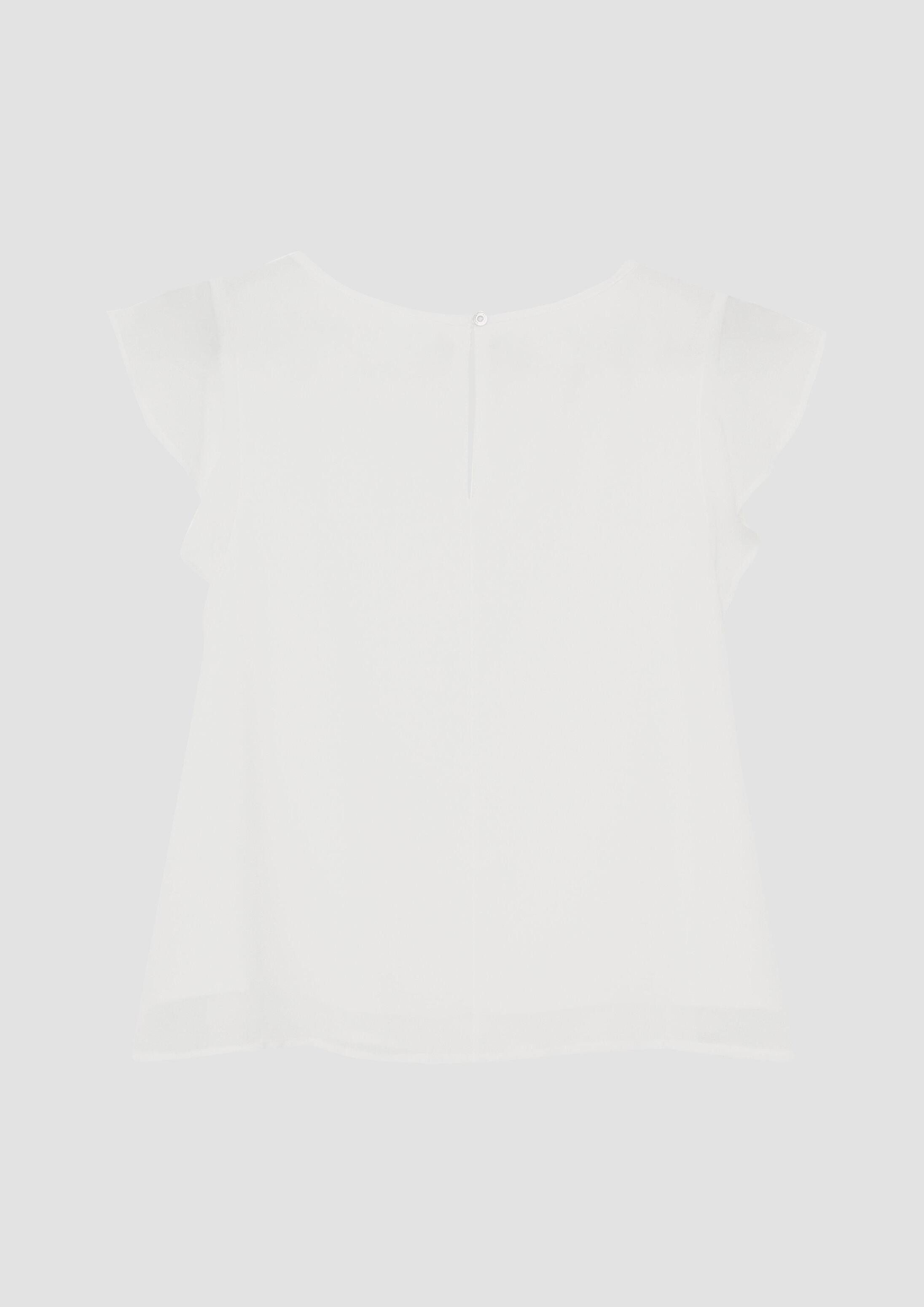 s.Oliver Kurzarmbluse Bluse Chiffon-Bluse mit Volantärmeln und A-Linie