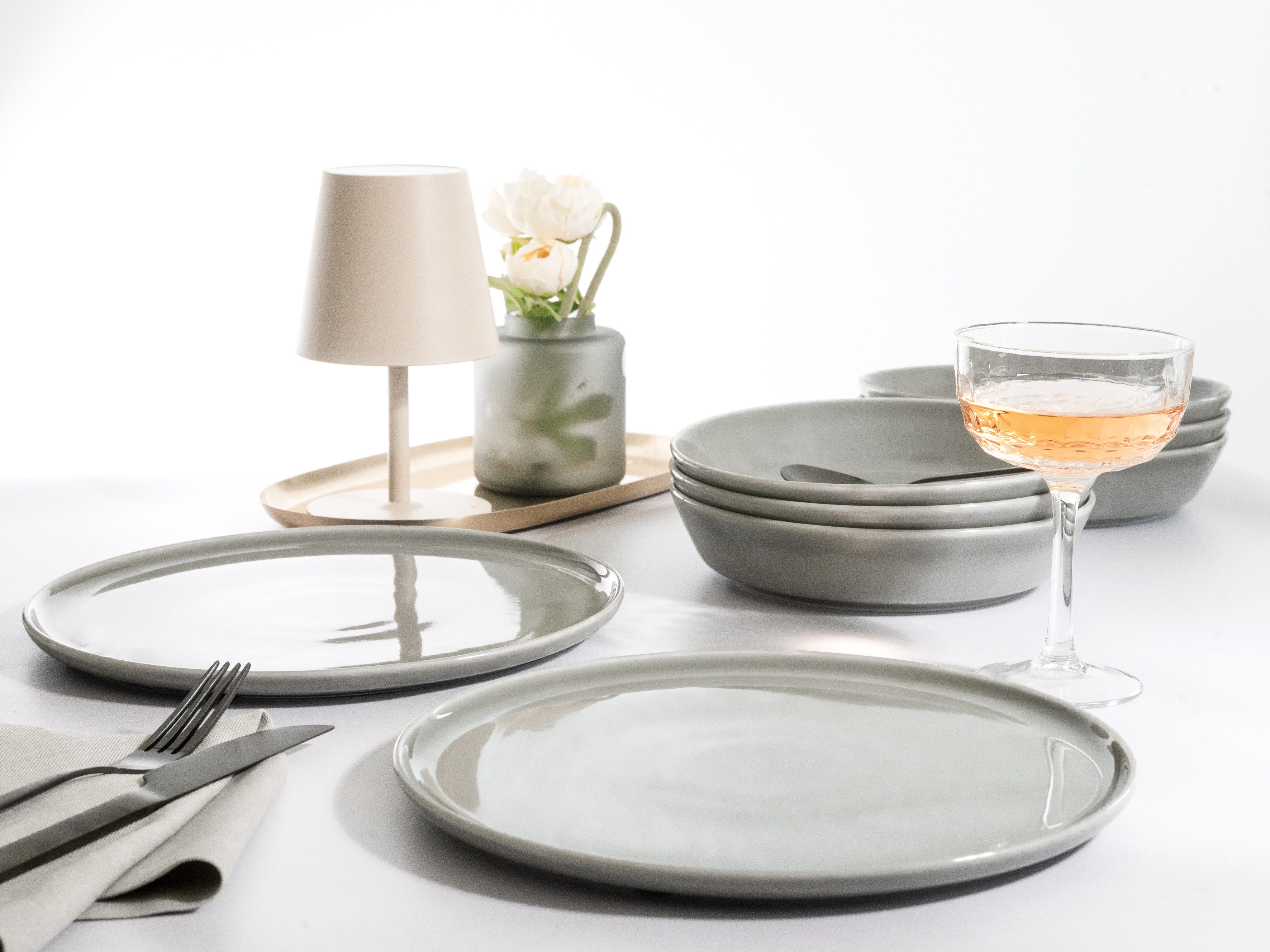 CreaTable Tafelservice Teller Set, Geschirr-Set Chef Collection (12-tlg), 6 Personen, Porzellan, Suppenteller, Speiseteller, nordisches Design, 12 Teile für 6 Personen