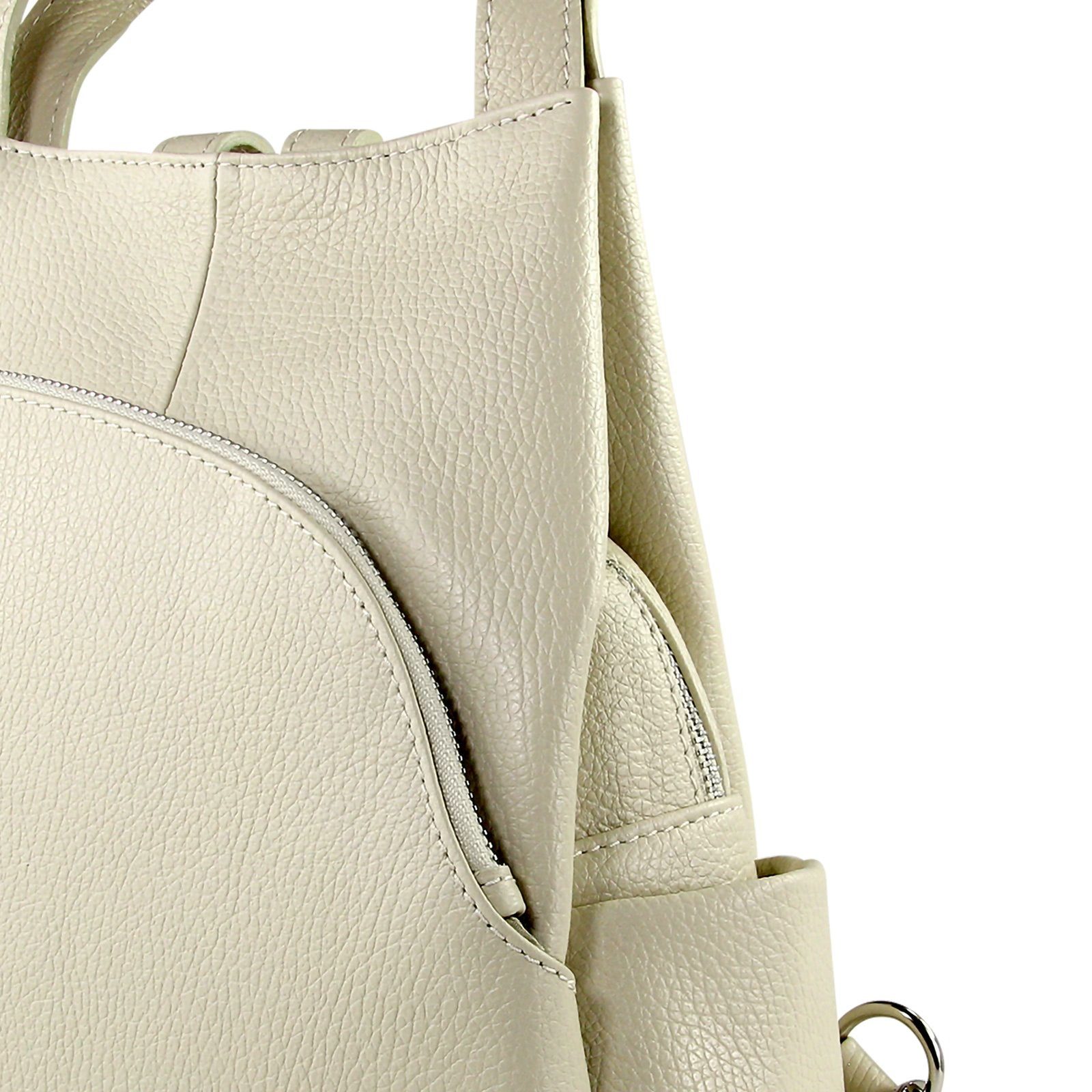 Toscanto Cityrucksack Toscanto Damen Cityrucksack Leder Tasche, Damen Cityrucksack Leder, beige, Größe ca. 27cm