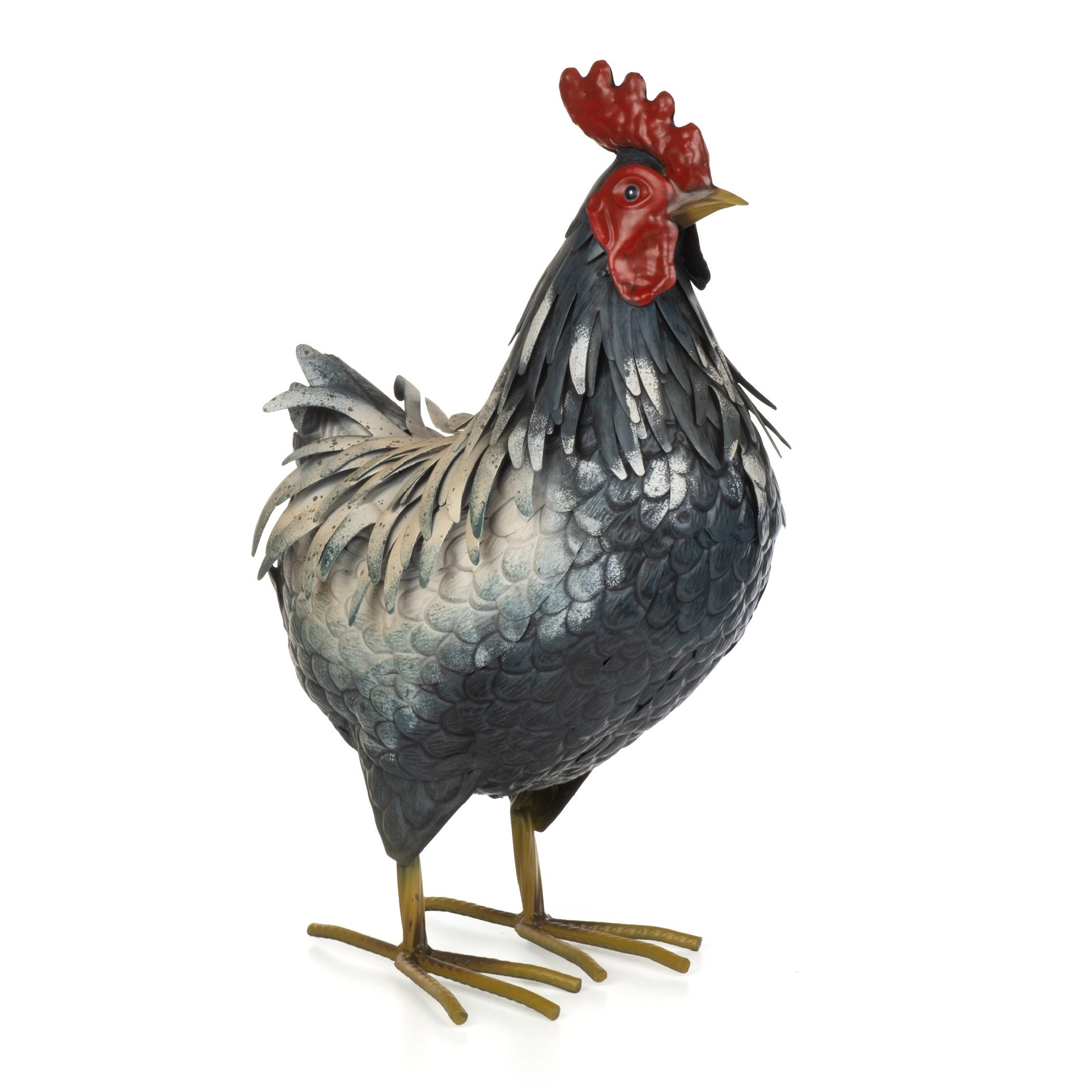 Moritz Gartenfigur Henne Blau-Weiß H 53 cm Metall handbemalt Hühnerfigur Landhaus Vintage, (1 St), Indoor und Outdoor
