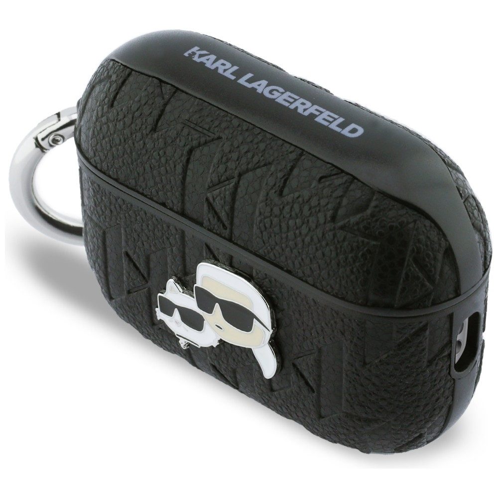 KARL LAGERFELD Kopfhörer-Schutzhülle Case AirPods Pro 3 Kunststoff schwarz Logo Katze Metall, Kantenschutz