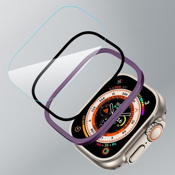 Wigento Smartwatch-Hülle Für Apple Watch Ultra 49mm Aluminiumlegierung Hülle + Hart Glas Lila