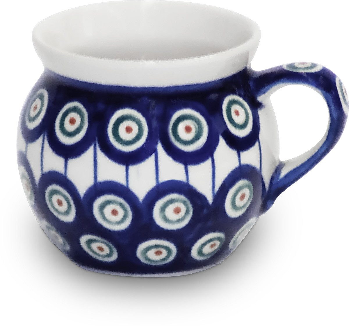 Bunzlauer Keramik Becher Bunzlauer Keramik 220ml Kugelbecher, runder Böhmischer Becher Dekor 8, Keramik