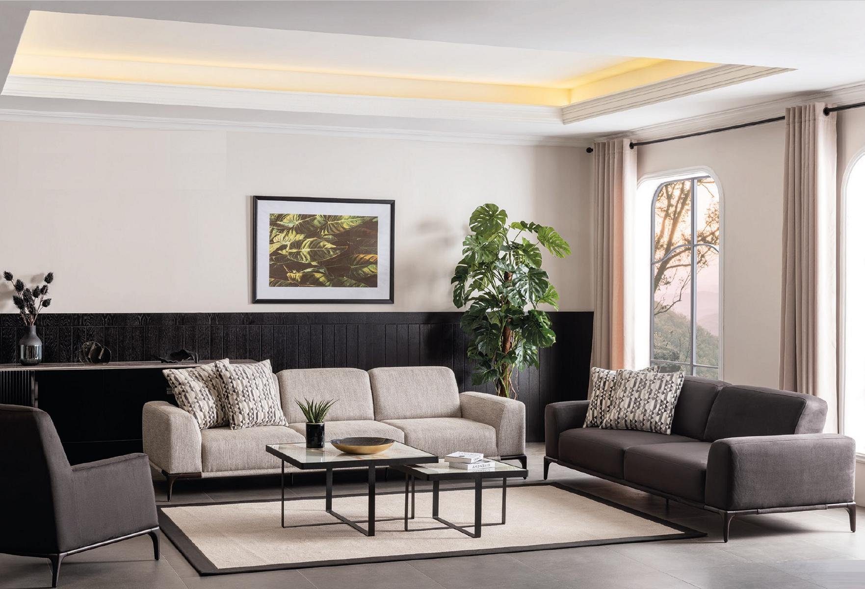 Stil Braun Luxus Design Sofas Sofa Polster 3Sitzer Modernes Wohnzimmer Sofa, JVmoebel