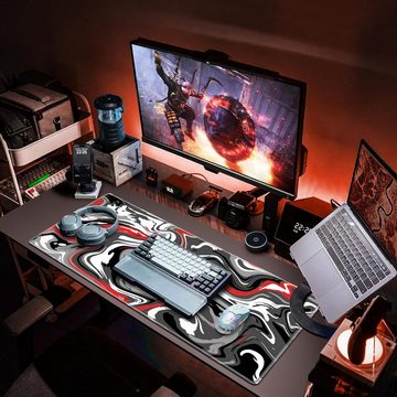 Coonoor Gaming Mauspad XXL Mousepad 900 x 400mm, Fluid Art groß Vernähte Kanten für PC Laptop, WassXerdicht, Anti-Rutsch, Verbessert Präzision und Geschwindigkei