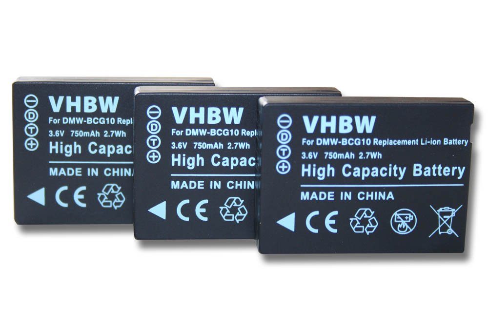 vhbw kompatibel mit Panasonic Lumix DMC-TZ10, DMC-3D1, DMC-TZ30, DMC-TZ25, Kamera-Akku Li-Ion 750 mAh (3,6 V)