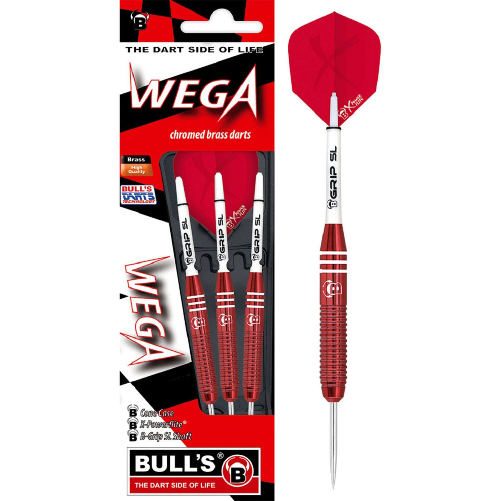 Dartpfeil BULL'S Steeldart, Wega, Messing, 23 g, rot