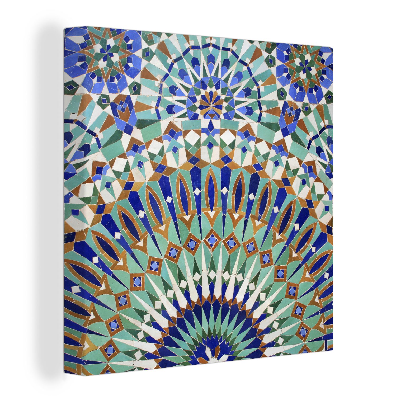 OneMillionCanvasses® Leinwandbild Eine marokkanische Mosaikwand mit verschiedenen Formen, (1 St), Leinwand Bilder für Wohnzimmer Schlafzimmer