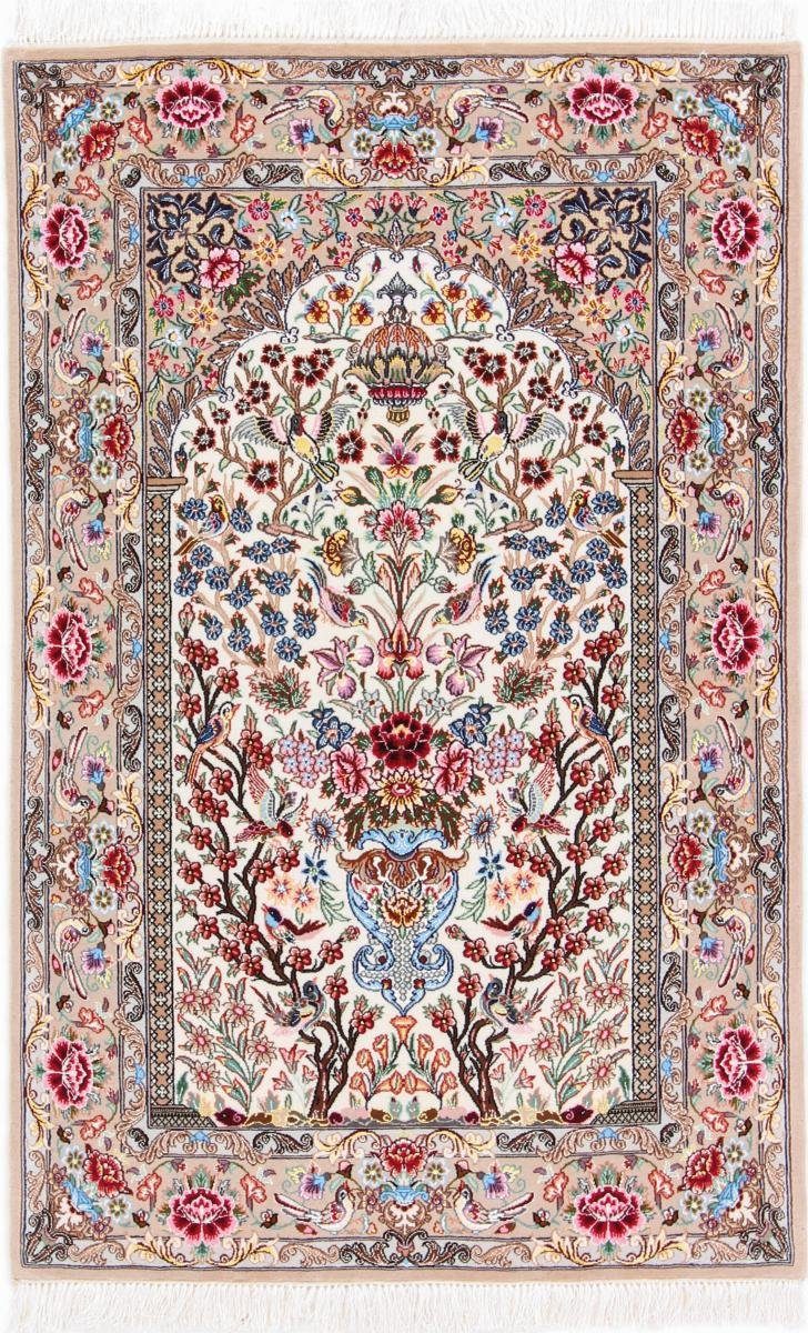 Orientteppich Isfahan Seidenkette 90x140 Handgeknüpfter Orientteppich, Nain Trading, rechteckig, Höhe: 6 mm
