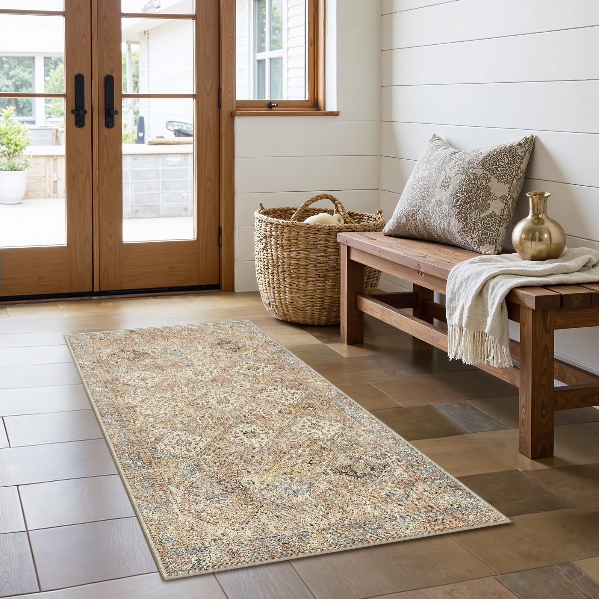 GENIMO Teppich Maschinenwaschbar, Kurzflor Antirutsch Teppich für Wohnzimmer, Küche, rechteckig, 240×300cm, orange