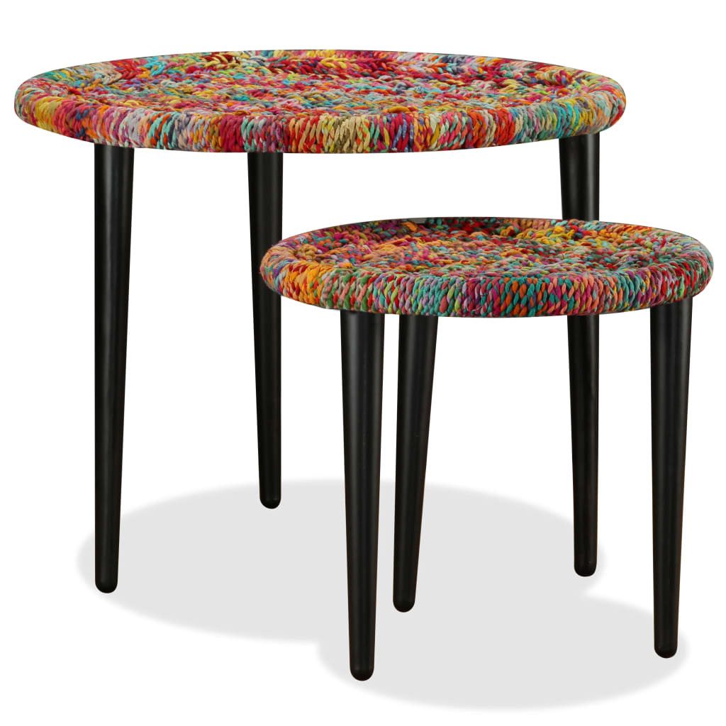 vidaXL Couchtisch 2-tlg. Couchtisch-Set Chindi-Details Mehrfarbig (2-St)