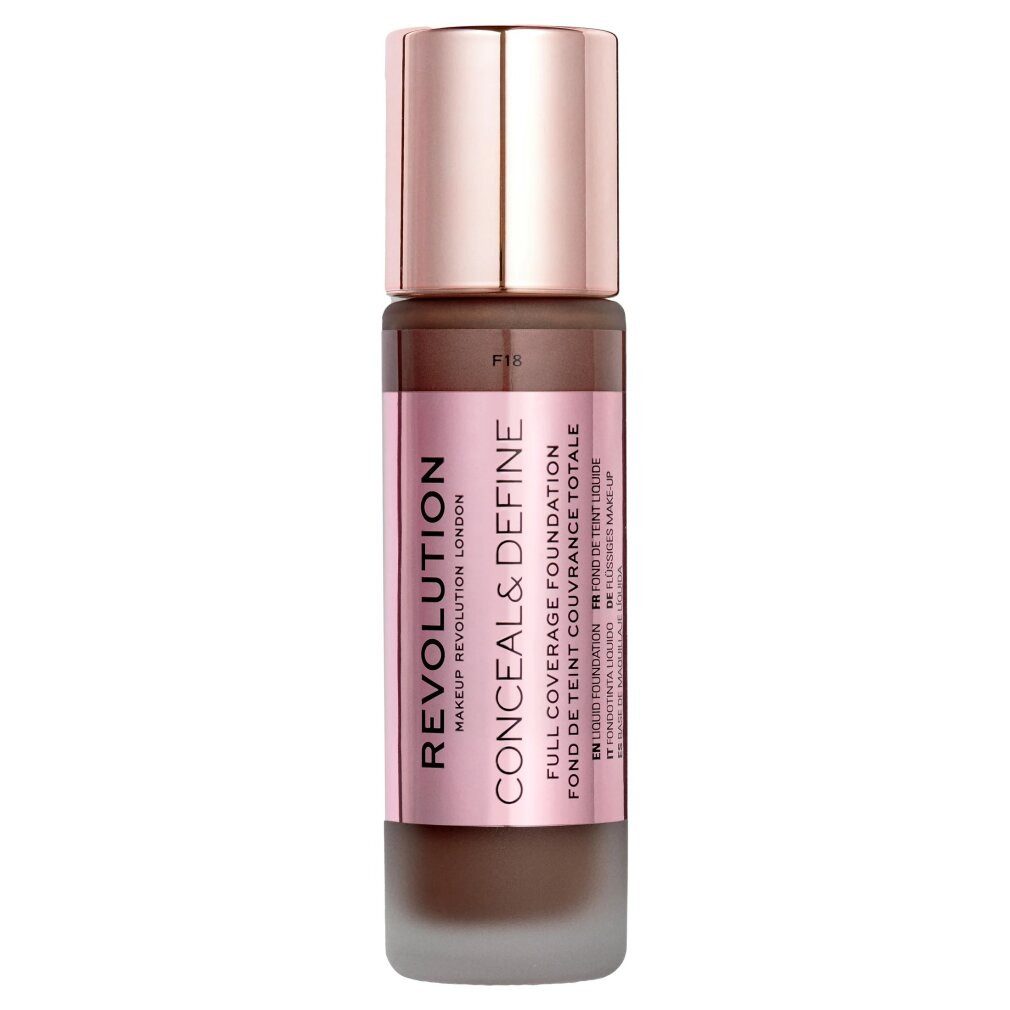 Foundation Makeup Revolution, Conceal & Define, Oil Free, Foundation, F 18, 23ml