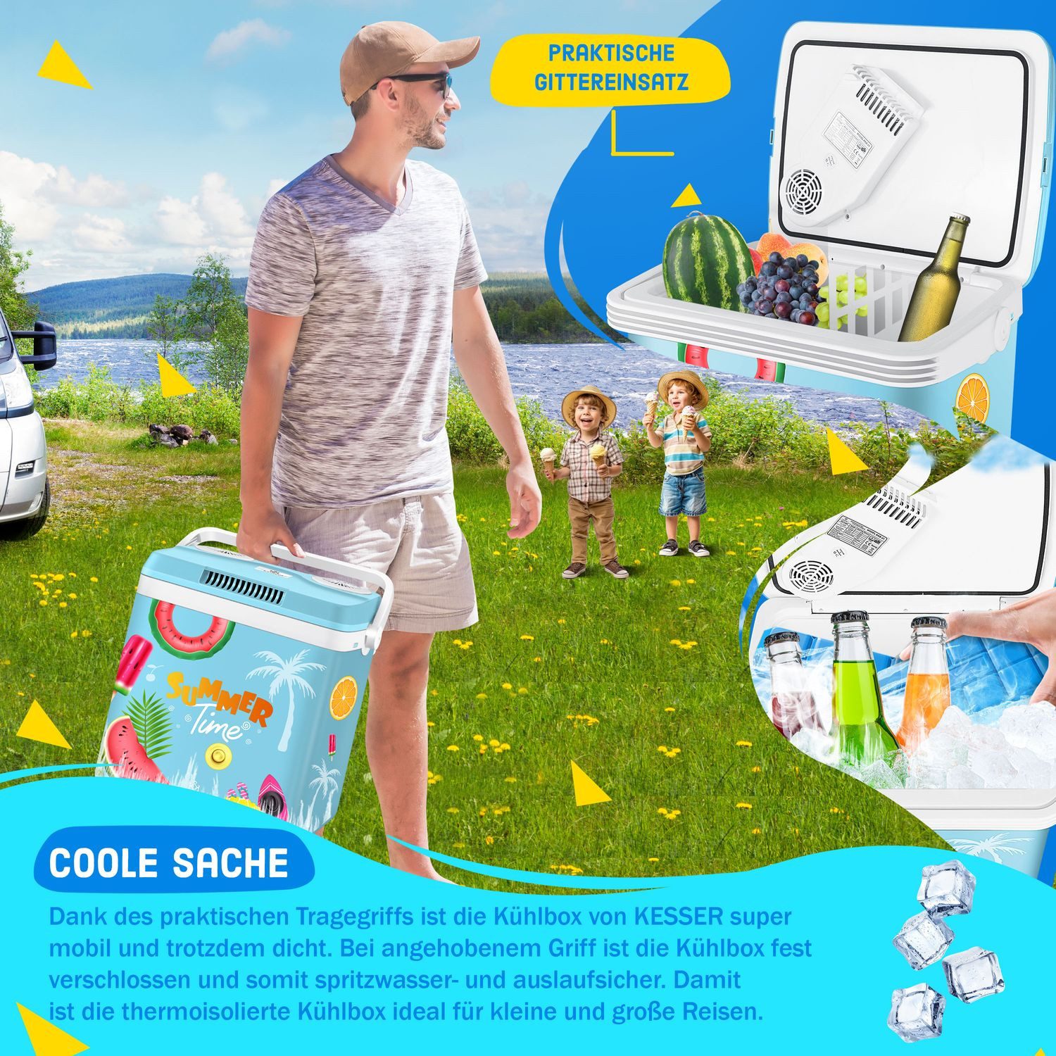 KESSER Kühlbox, 32 l, Thermoelektrische Kühlbox kühlt & wärmt 12V / 230V Mini-Kühlschrank