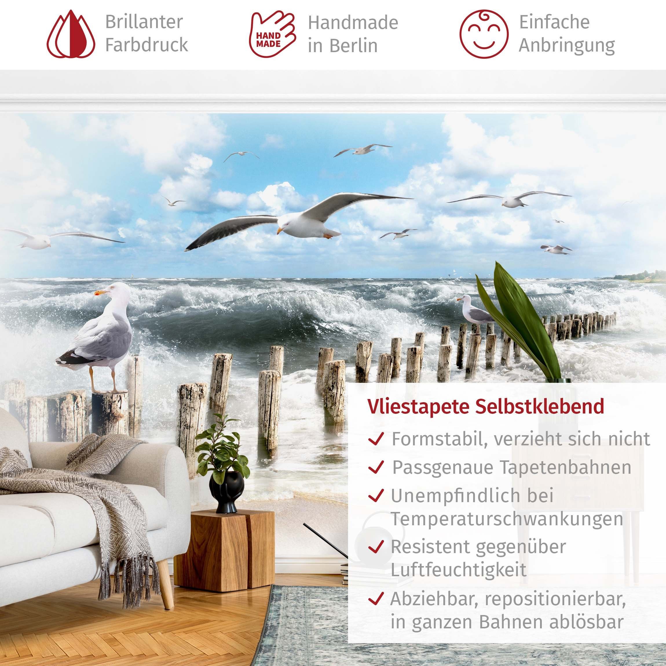 Bilderdepot24 Fototapete Strand & Meer Absolut Sylt Natur Landschaft Maritim Meerblick, Glatt, Matt, (Vliestapete inkl. Kleister oder selbstklebend), Wohnzimmer Schlafzimmer Küche Flur Motivtapete Vliestapete Wandtapete