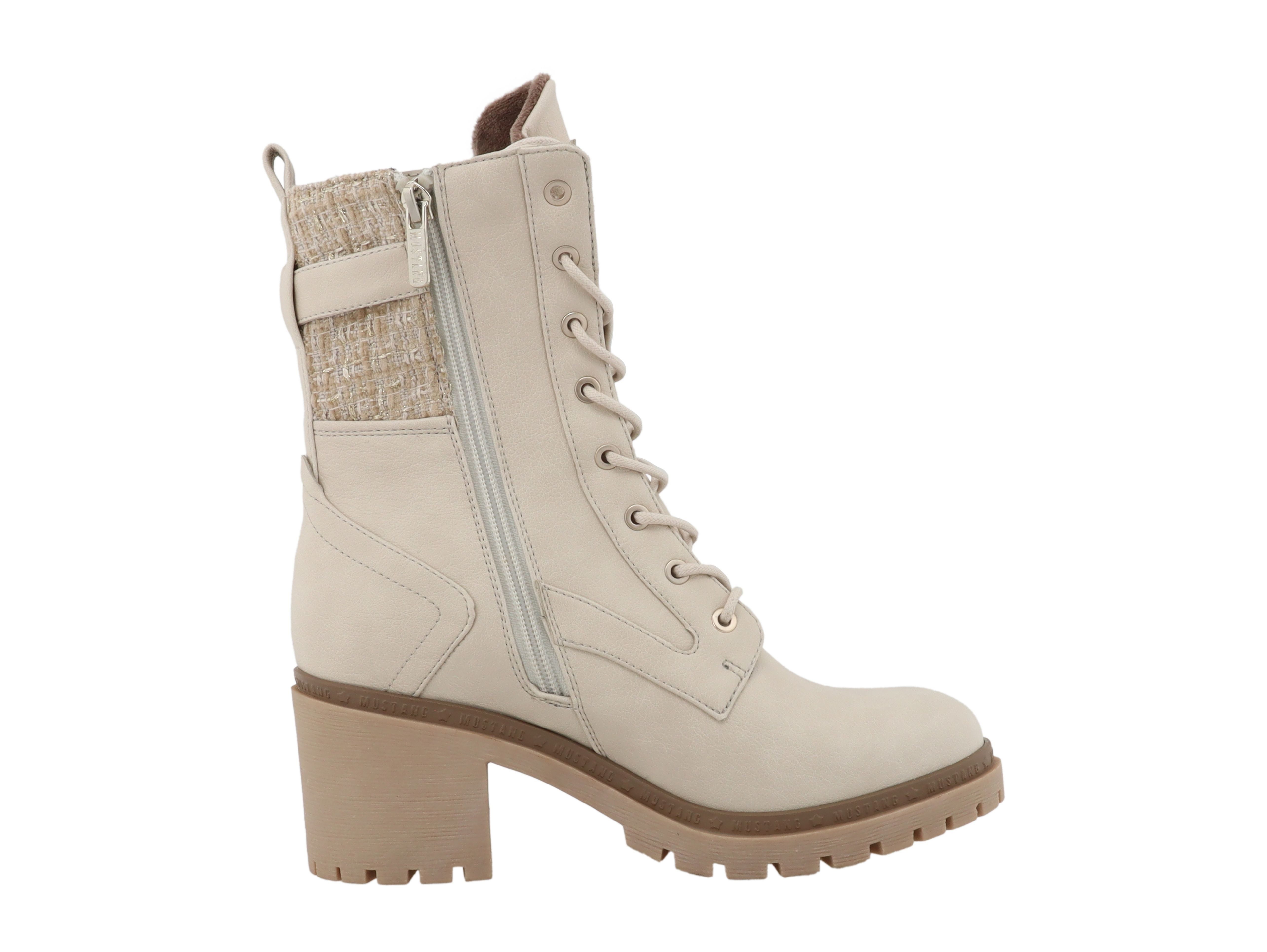 Mustang Shoes Stiefelette Schnürstiefelette Blockabsatz, Schnürboots mit Zierschnalle und Nieten – Bild 4 von 4
