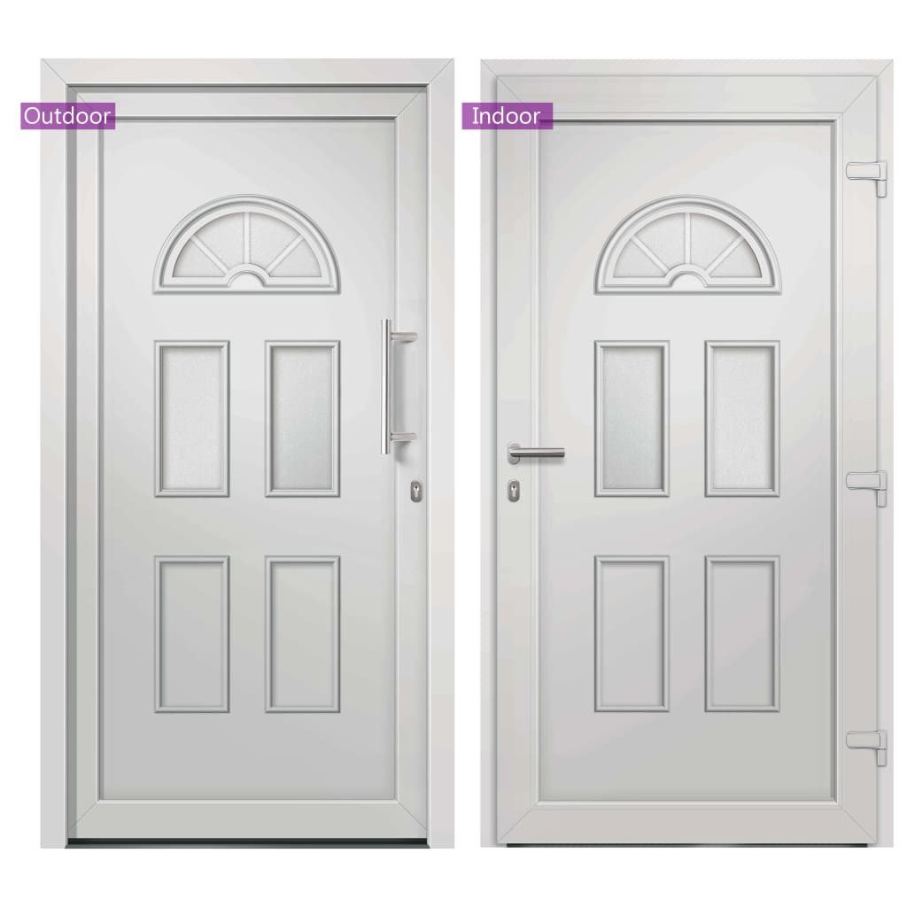 vidaXL Haustür 98 x 208 cm Haustür Weiß 98x208 cm Eingangstür Außentür Glas-Element R