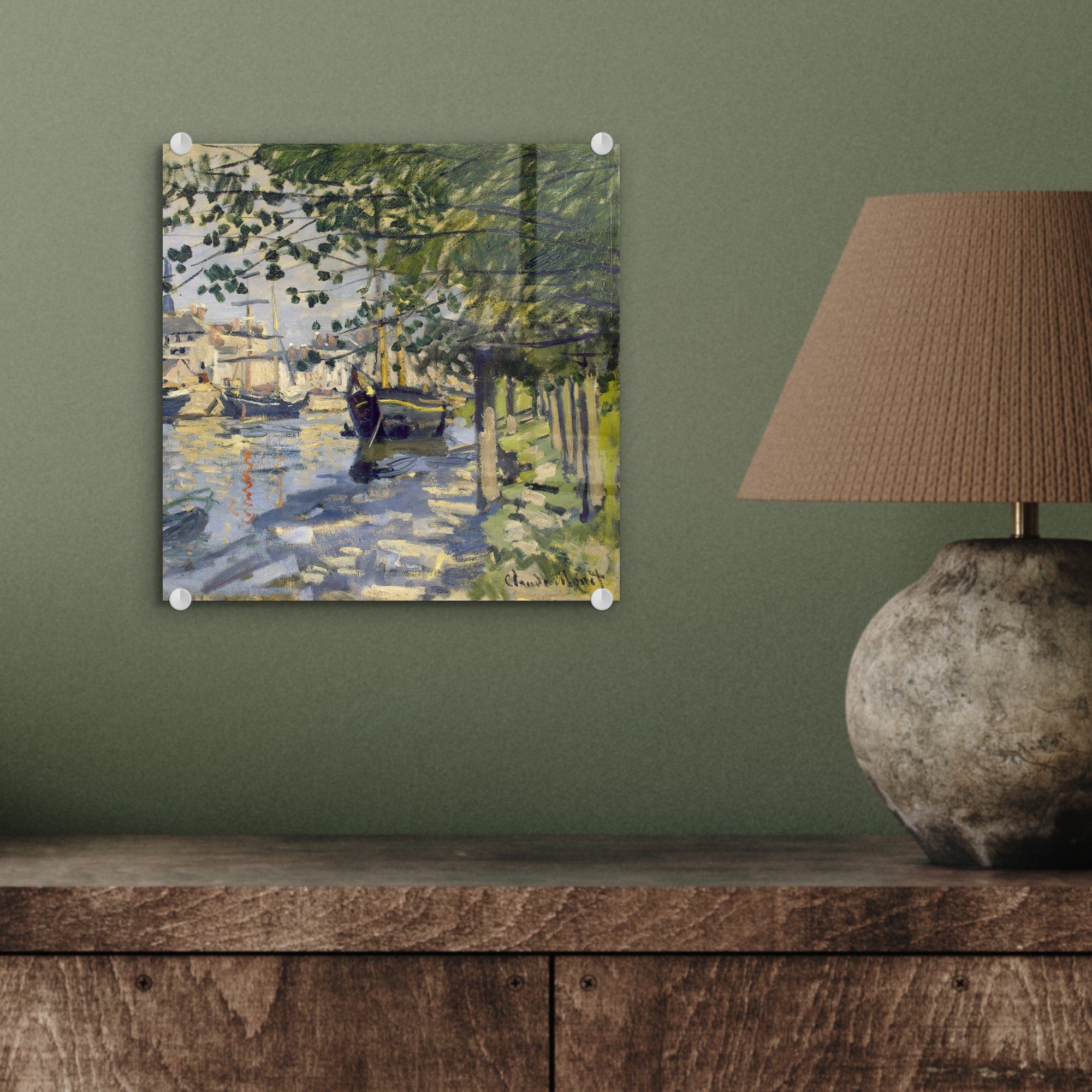 bei auf Claude MuchoWow Bilder Foto Wandbild Wanddekoration Acrylglasbild Rouen Die Glas Glasbilder - - Monet, - St), auf (1 - Seine Glas