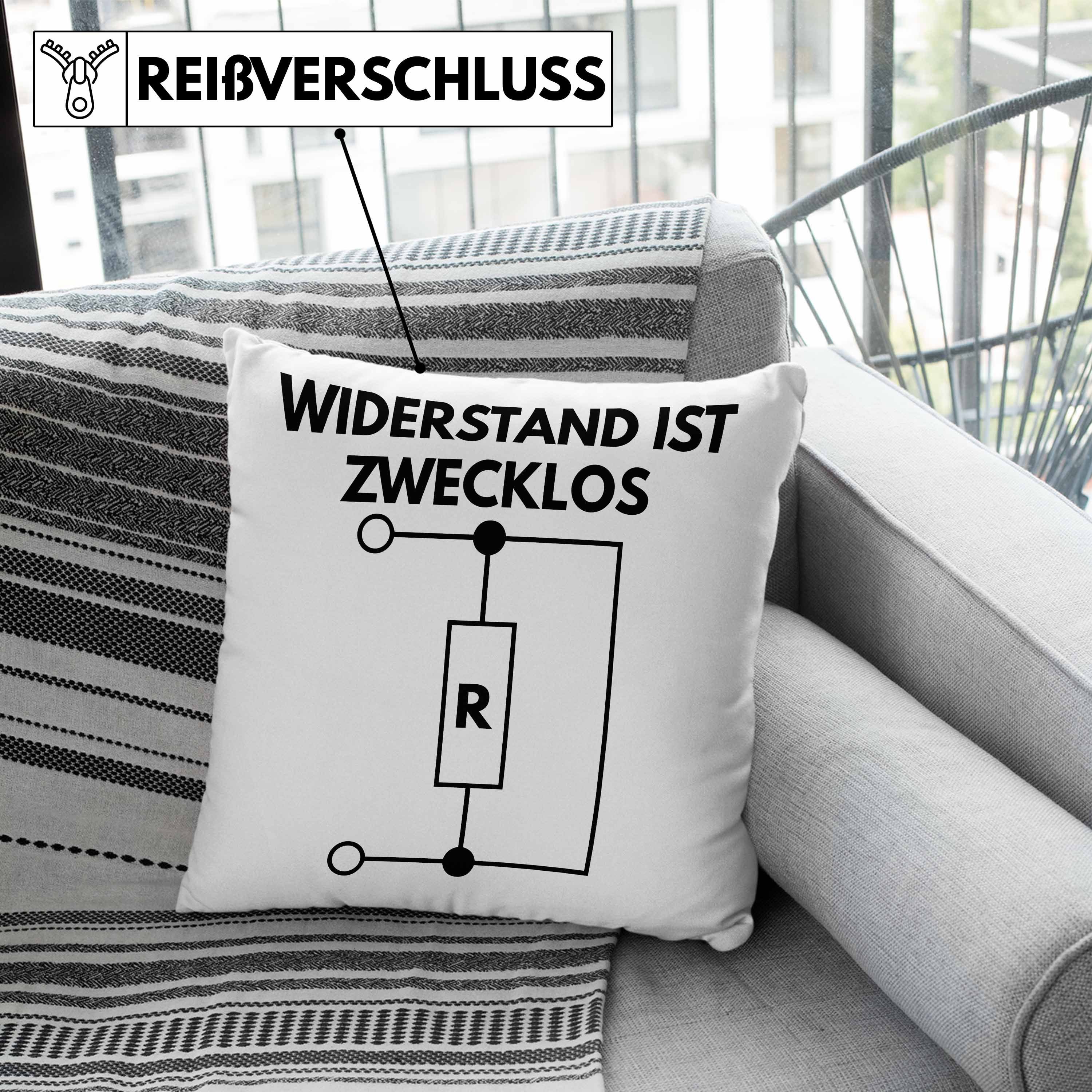 Dekokissen 40x40 Ist Dekokissen Elektro-Meister Kissen Geschenkidee Grün Zwecklos Elektriker - mit Männer Füllung Geschenk Handwerker Elektronen Trendation Trendation Widerstand