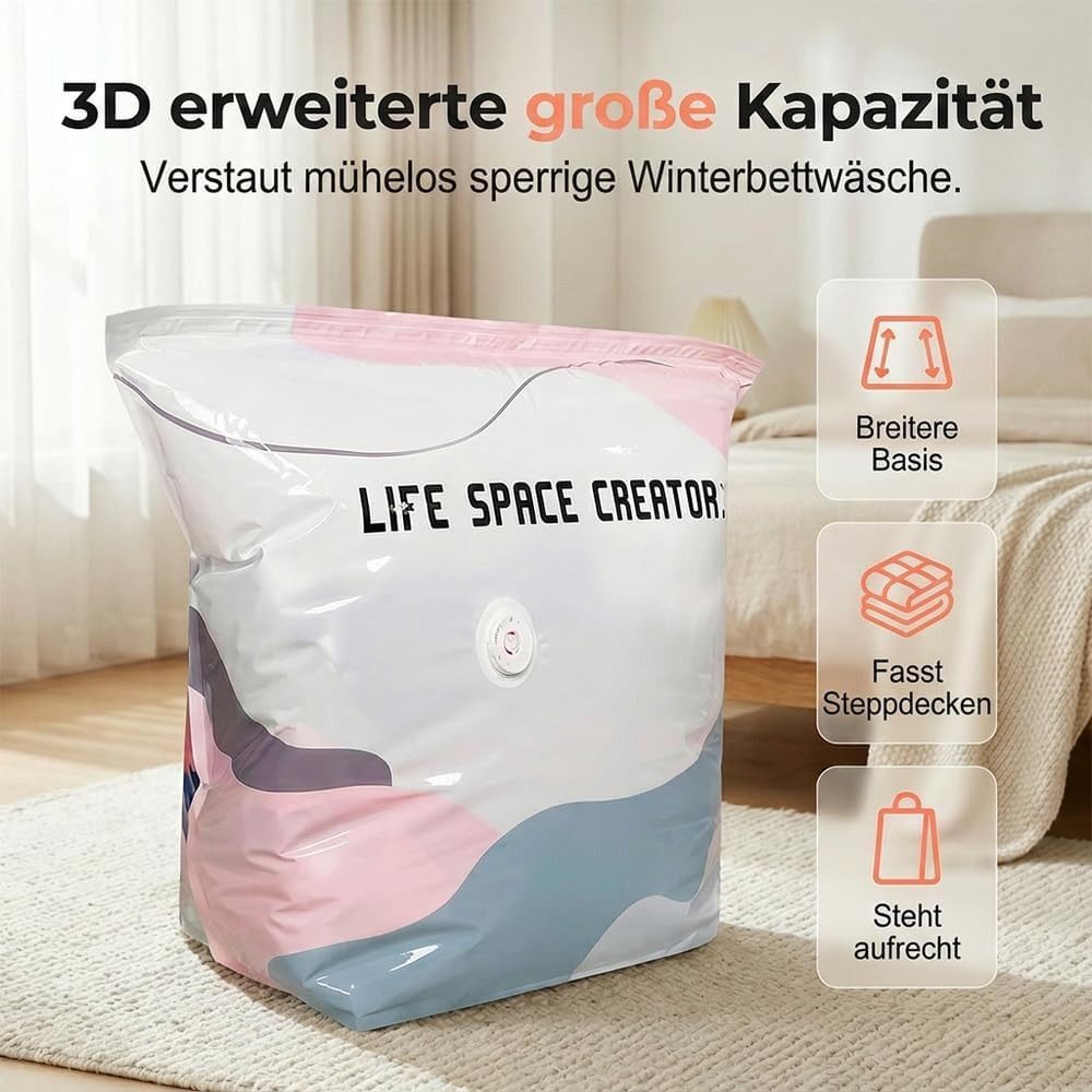 FELIXLEO Kleidersack 3er Vakuumbeutel Für Bettdecken Kleidung Kissen 100x80x30cm (6 St)