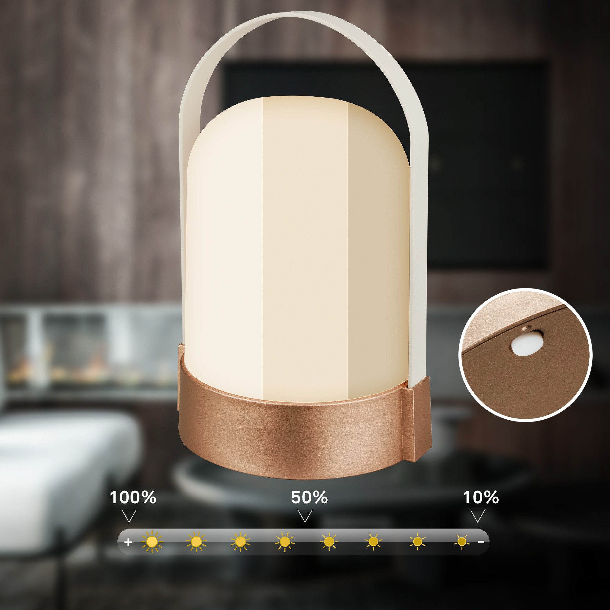 Briloner Leuchten Tischleuchte LED Tischlampe Warmweiß Akku dimmbar Indoor Outdoor, Single -BIG, LED fest integriert, 3000K - Warmweiß