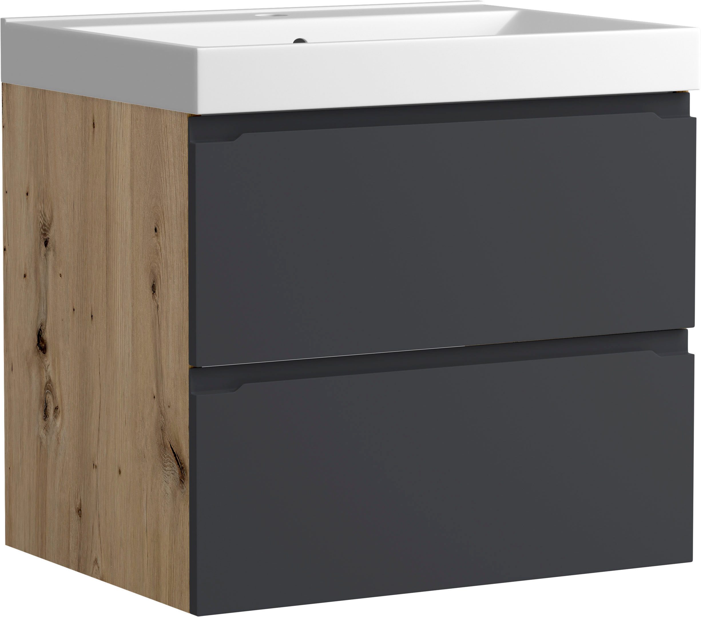 welltime Waschtisch CABO, Waschtisch, matt grau, griffloses Design