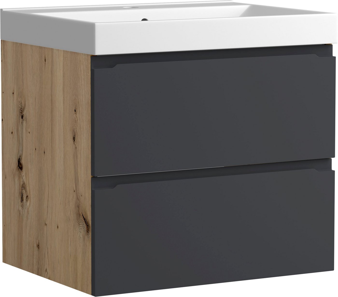 welltime Waschtisch CABO, Waschtisch, matt grau, griffloses Design