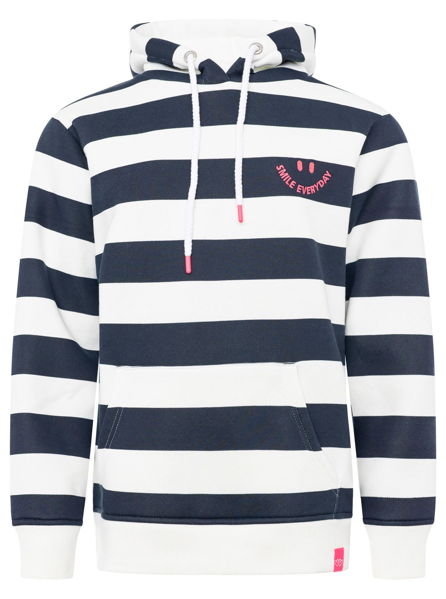Zwillingsherz Hoodie "Streifen Smile Everyday" Blockstreifen, pinke Sticker günstig online kaufen