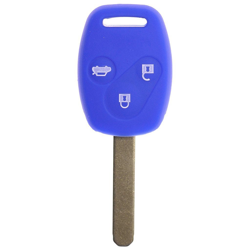 mt-key Schlüsseltasche Autoschlüssel Softcase Silikon Schutzhülle Blau, für Honda Accord Civic Jazz FR-V CR-V 3 Tasten Funk Fernbedienung