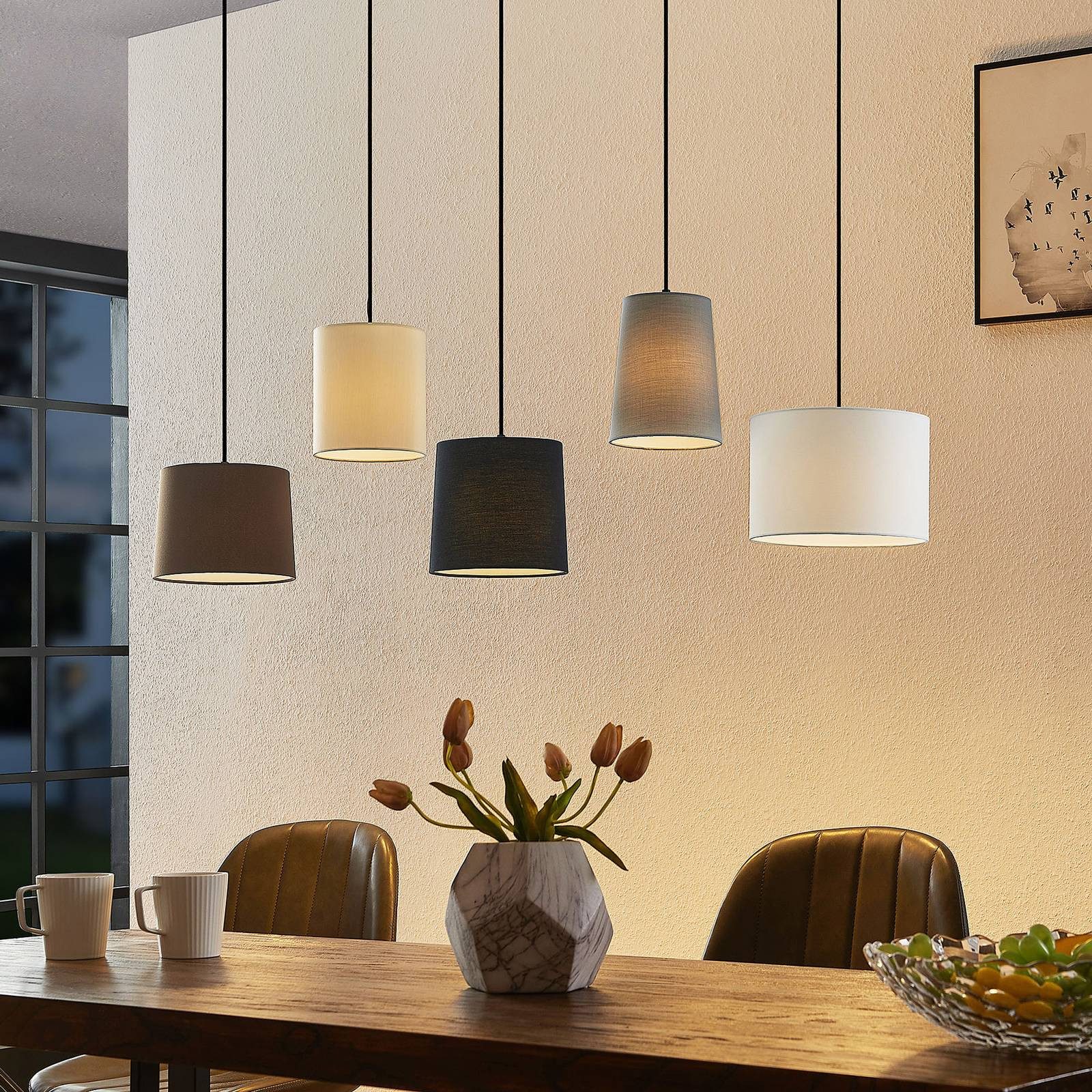 Lindby Hängeleuchte Amilia, Holz IP20, 5 x 60 W