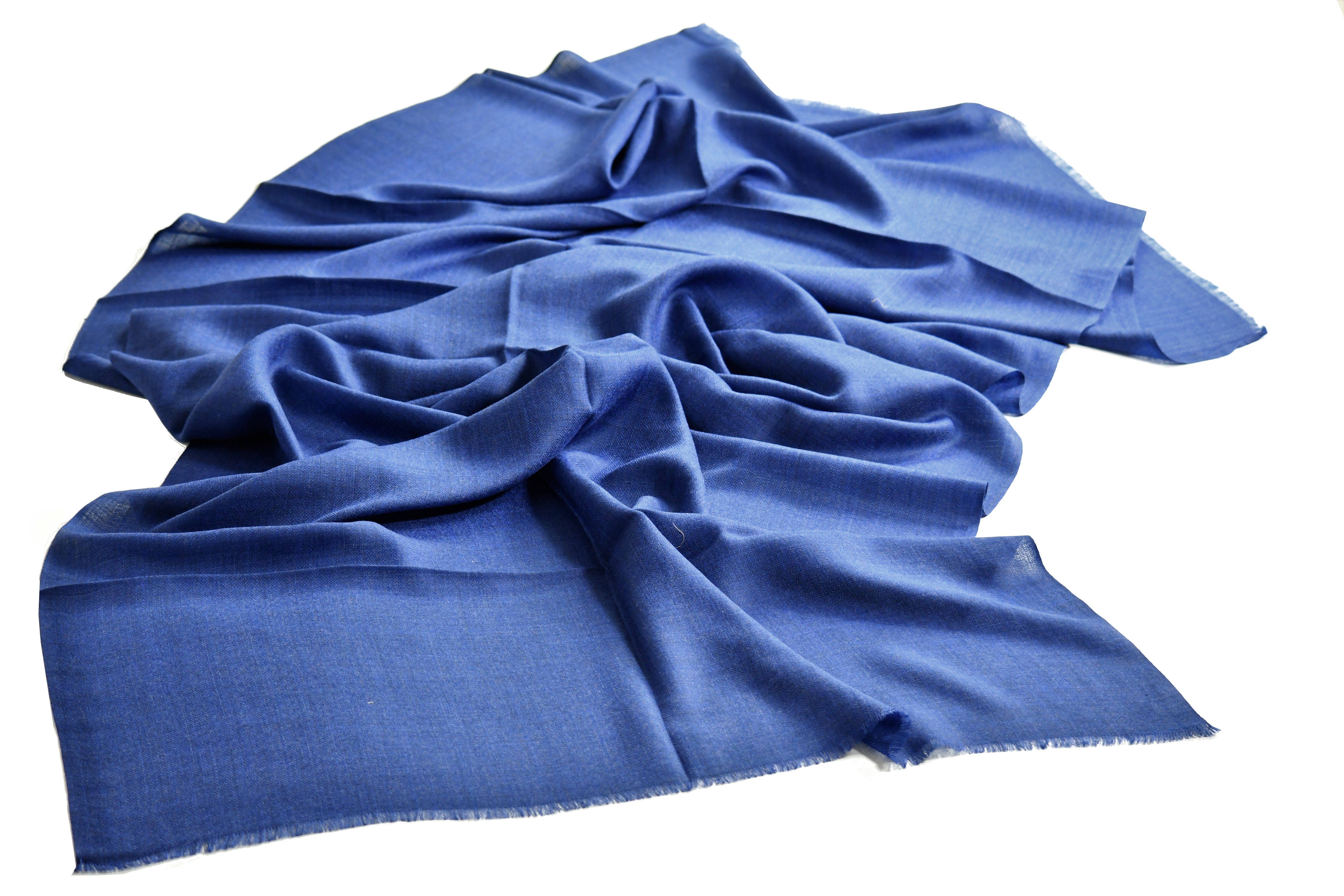 Fransen Blue Wollschal Home & Seidenmix Schurwollen- einfarbig, Chilli Marine Schal, mit