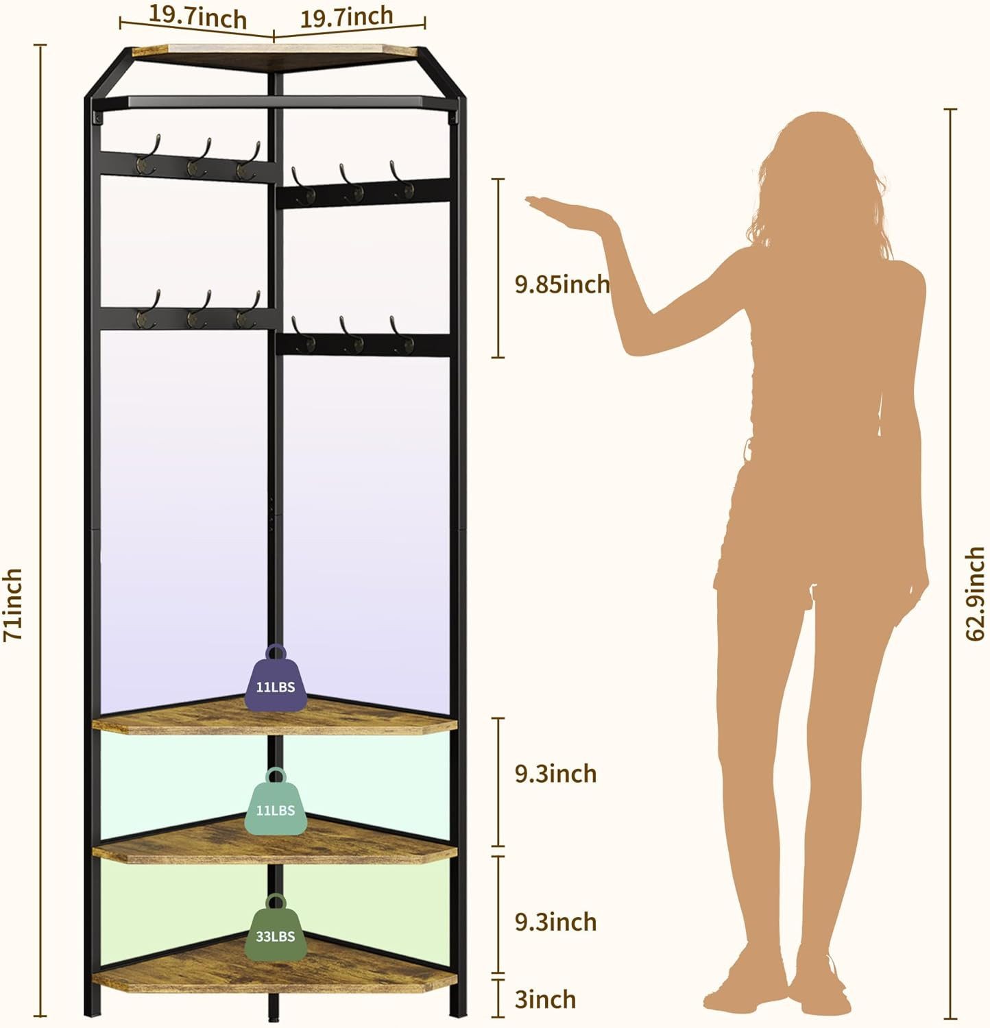 GarveeMore Garderobenständer Garderobenständer, Metall-Eckgarderobe Flurbau günstig online kaufen