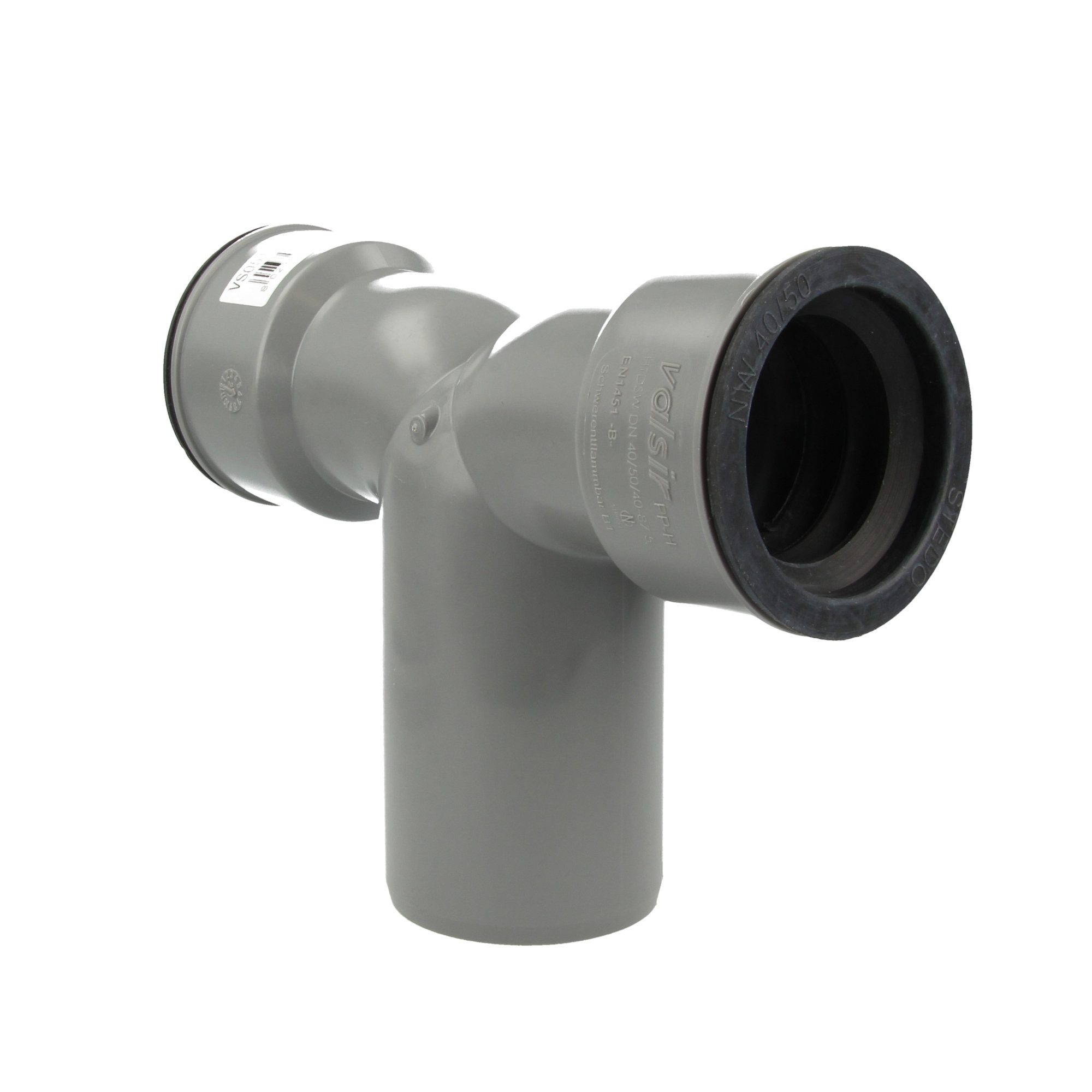 tecuro Ablaufrohr HT Doppel Siphonwinkel Siphonbogen 90°, inkl. Siphon-Gummi, Ø 40/50/40, inkl. Siphon-Gummi Ø 40 mm