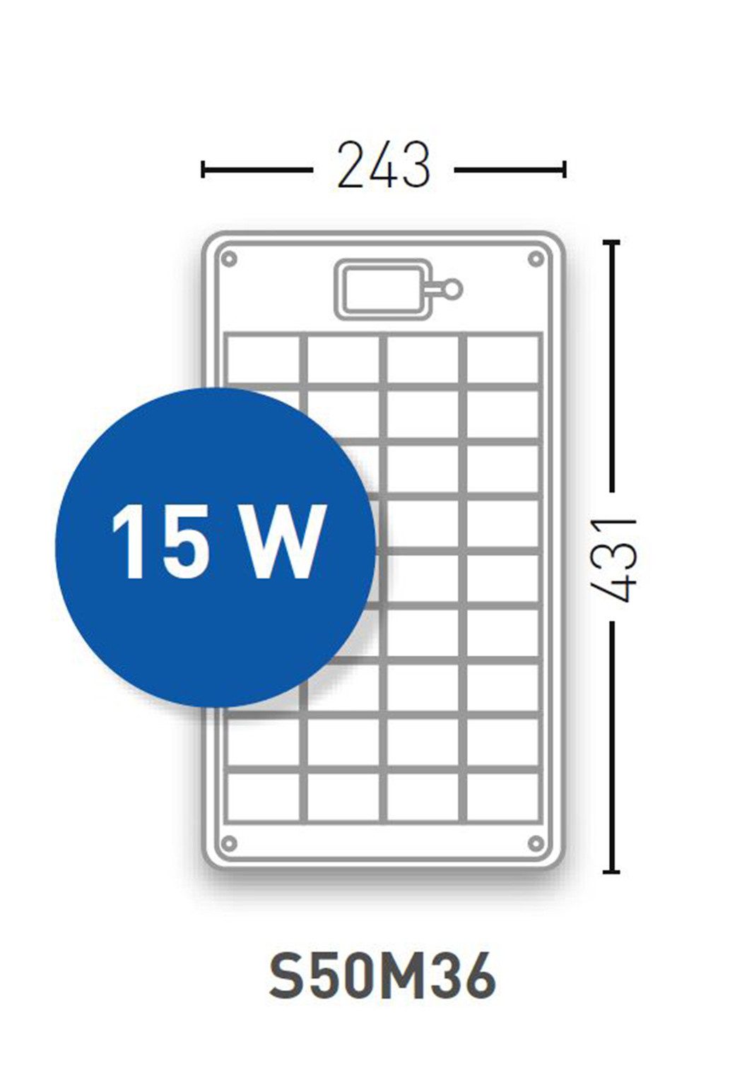 Solara Solarmodul Solara M-Serie 15Wp 431x243, 15 W, salzwasserresistent