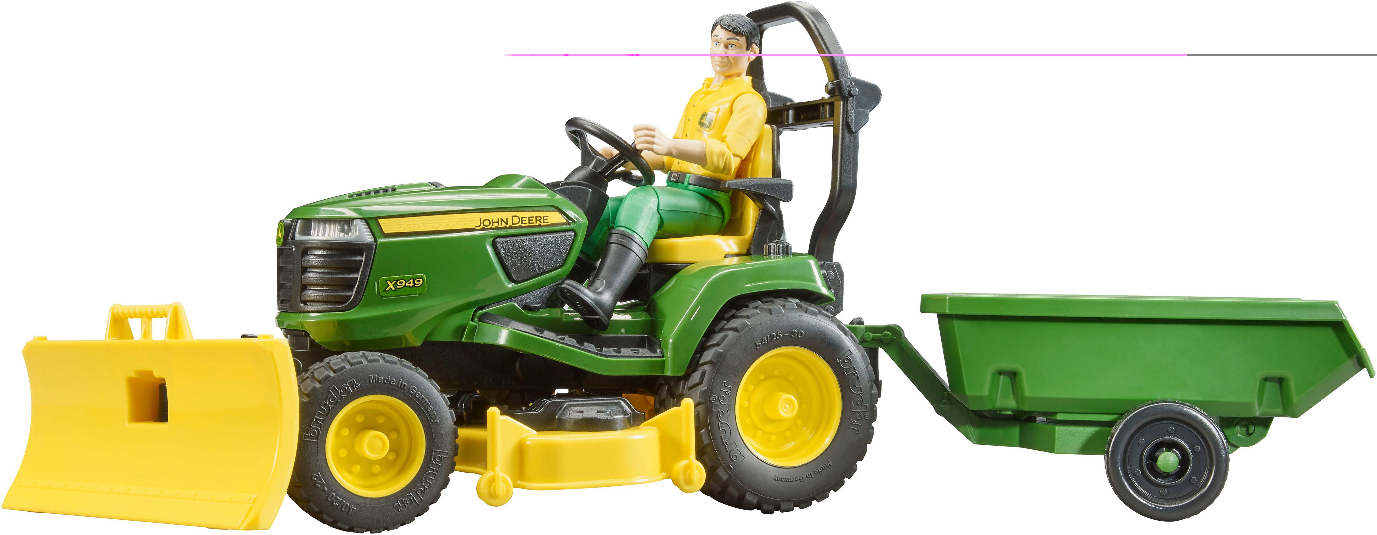 Bruder® Spielzeug-Traktor bworld John Deere Aufsitzrasenmäher mit Anhänger günstig online kaufen