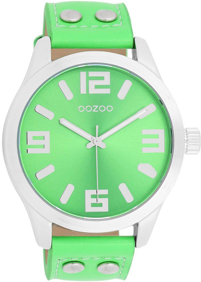 OOZOO Quarzuhr C1070, Armbanduhr, Damenuhr, Herrenuhr, Lederarmband, Ø 46mm