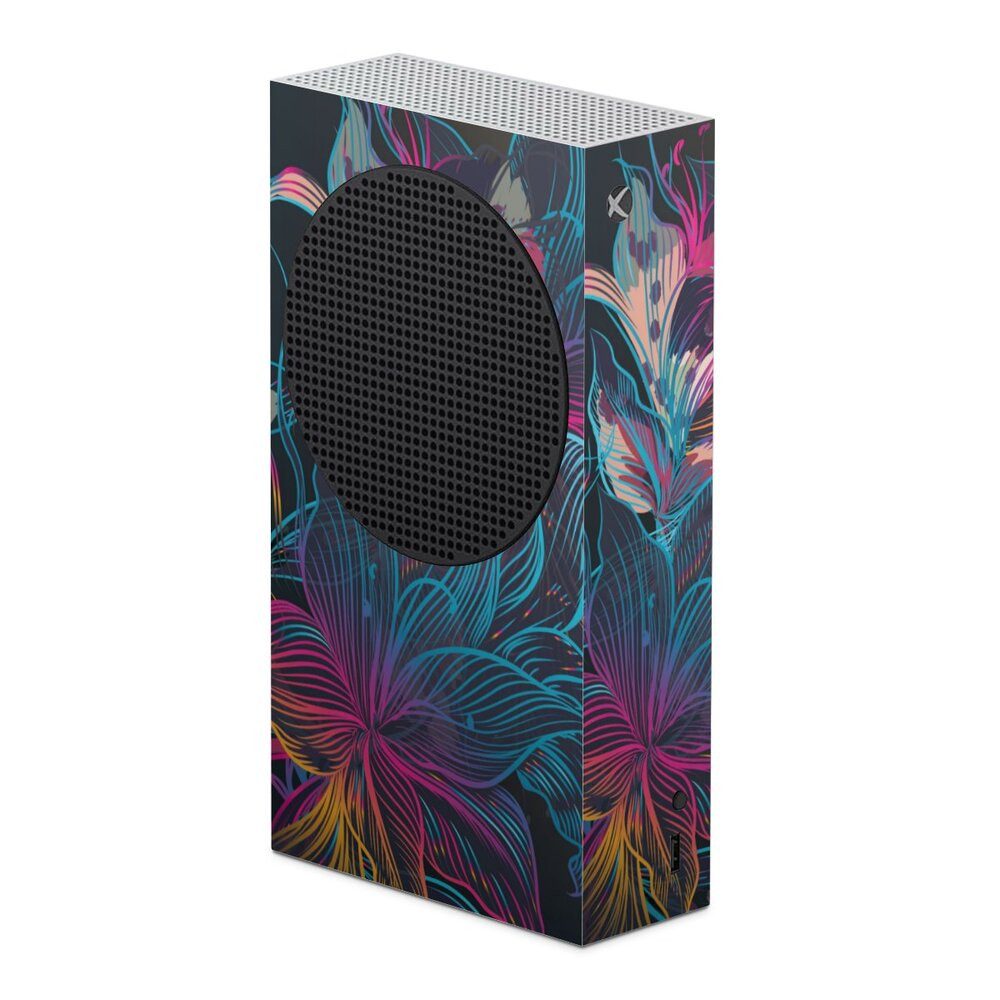 DeinDesign Konsolen-Cover Neon Blumen bunt Neon Flower Power, Microsoft Xbox Series S Skin Aufkleber Sticker Folie