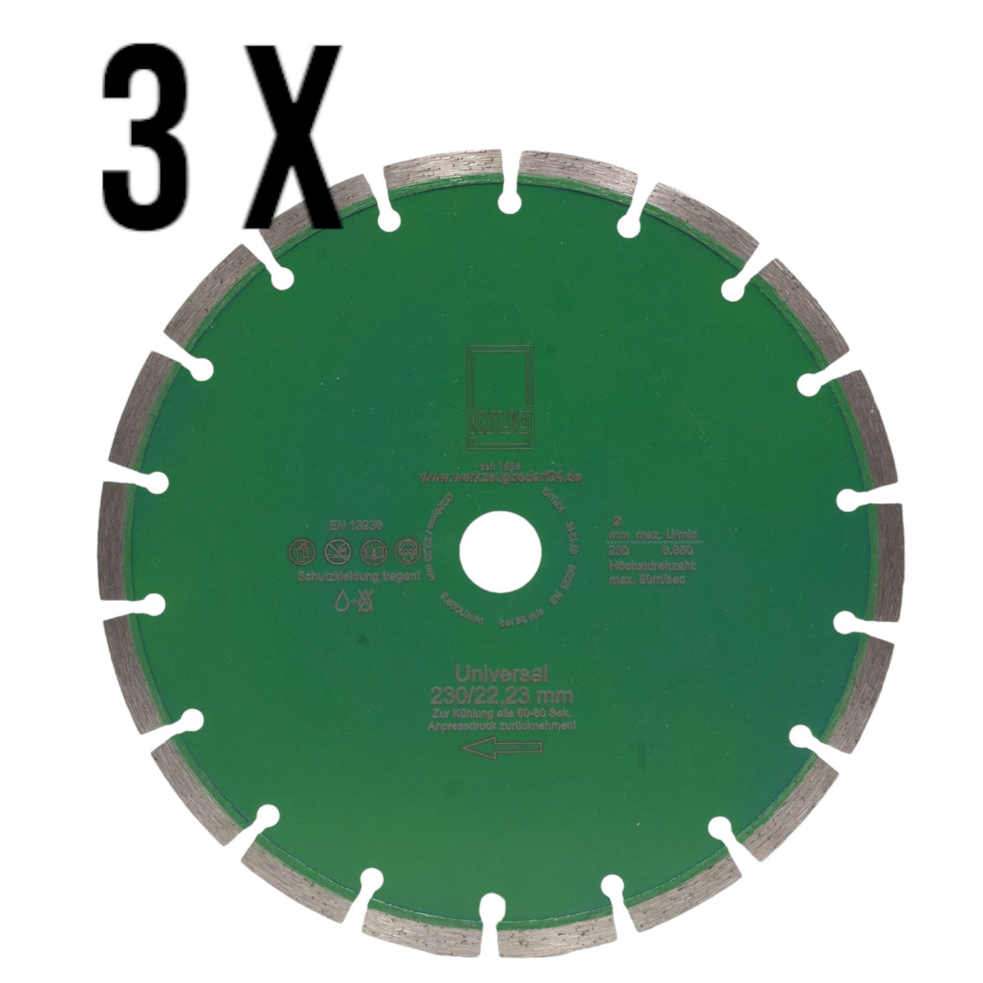 Trennscheiben Diamantscheibe Green Cut Beton Universal 230 mm 3St für Beton Gr