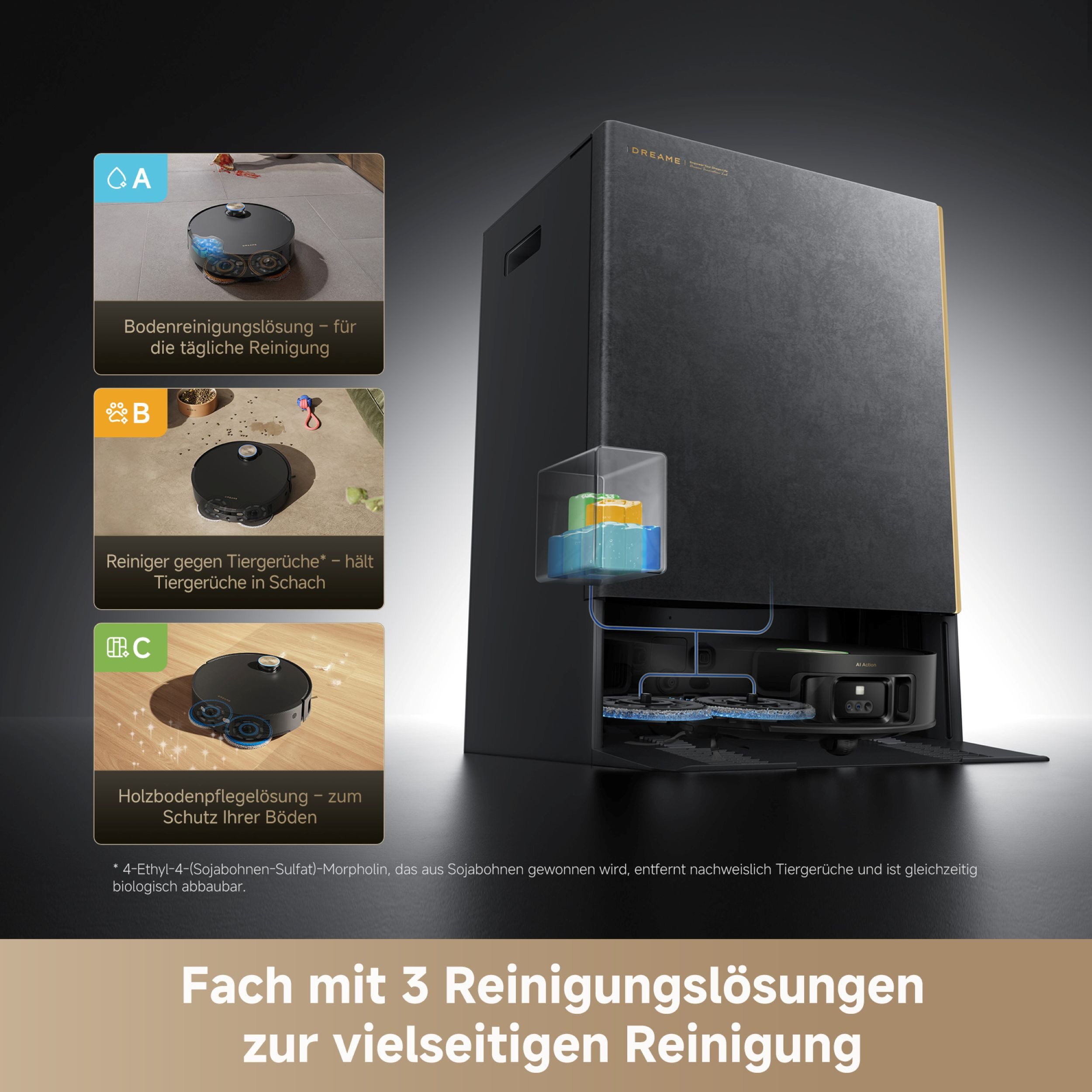 Dreame Saugroboter mit Wischfunktion Matrix 10 Ultra, 700 W, mit Beutel, Mop-Wechsel, drei Reinigungsmittel, überwindet Hindernisse, 30.000 Pa – Bild 5 von 5