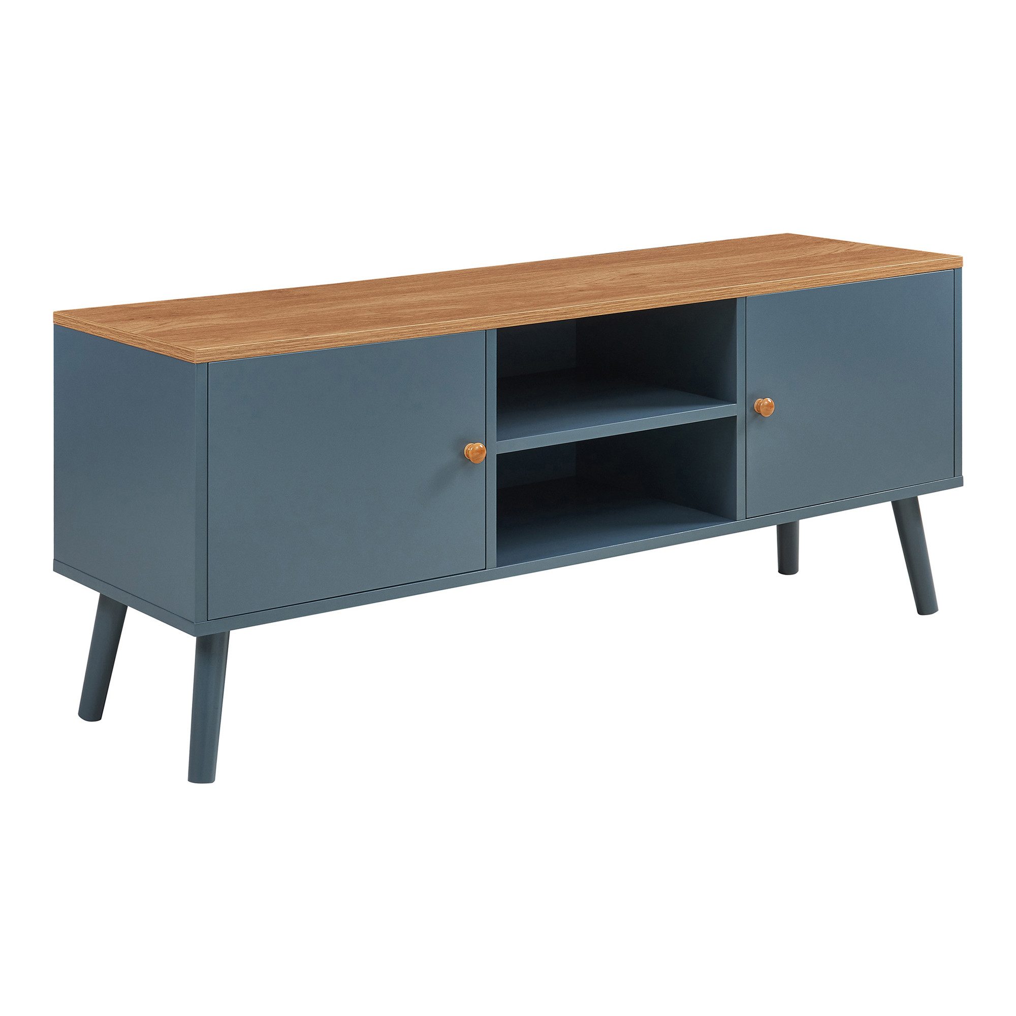 en.casa TV-Schrank »Reyljand« mit 2 Türen 120x35x50 cm Grau / Eicheoptik