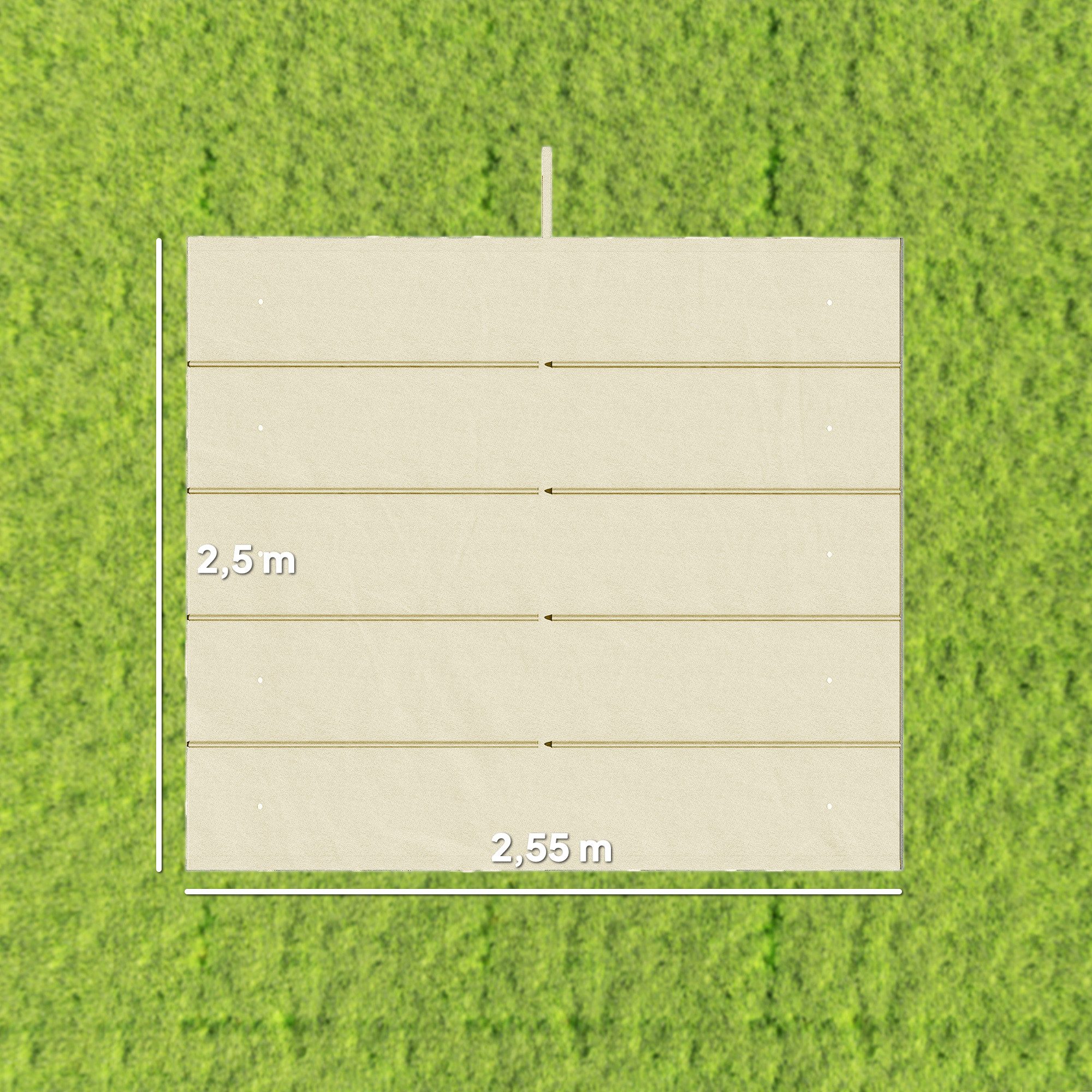 Outsunny Pavillon-Ersatzdach mit Regenabflusslöchern, 180 g/m², 255 x 255 cm (einziehbar Welle Überdachung, Schattenabdeckung), für Garten, Terrasse, 250 x 255 cm Cremeweiß