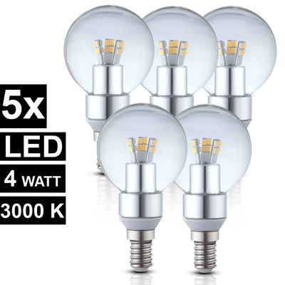 etc-shop LED-Leuchtmittel, 5er Set E14 LED Leuchtmittel 4 Watt Lampen warmweiß 3000 Kelvin Birnen
