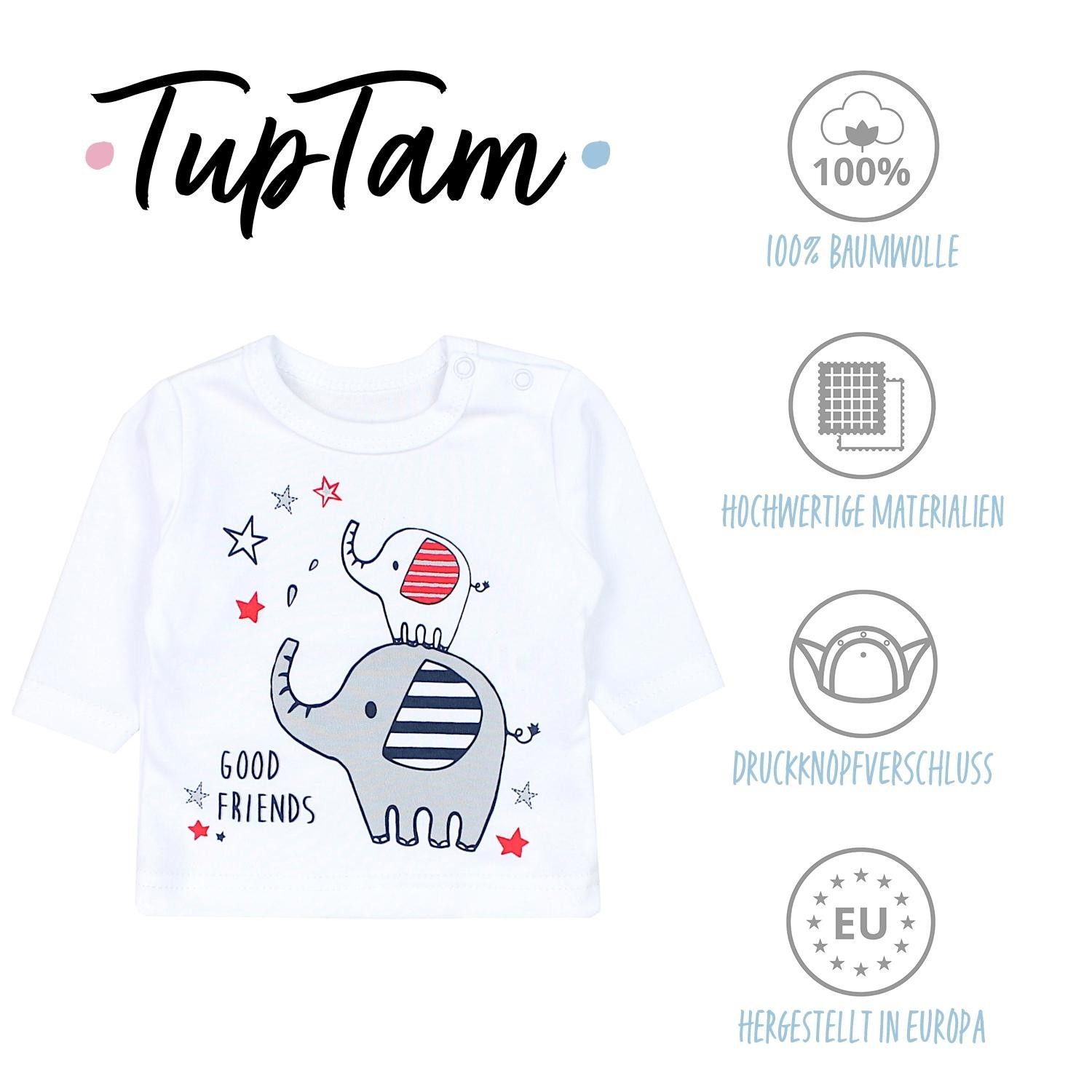 TupTam Rundhalsshirt TupTam Unisex Baby Langarmshirt mit Spruch Aufdruck 3er Set