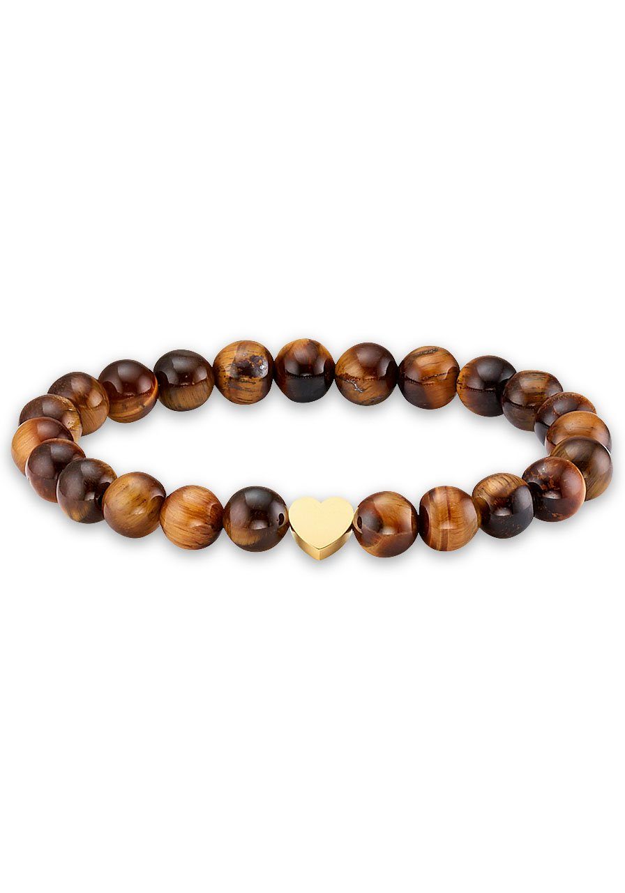 Firetti Armband Schmuck Geschenk Herz Element, Steinarmband, Partnerarmband, Made in Germany - mit Onyx oder Tigerauge