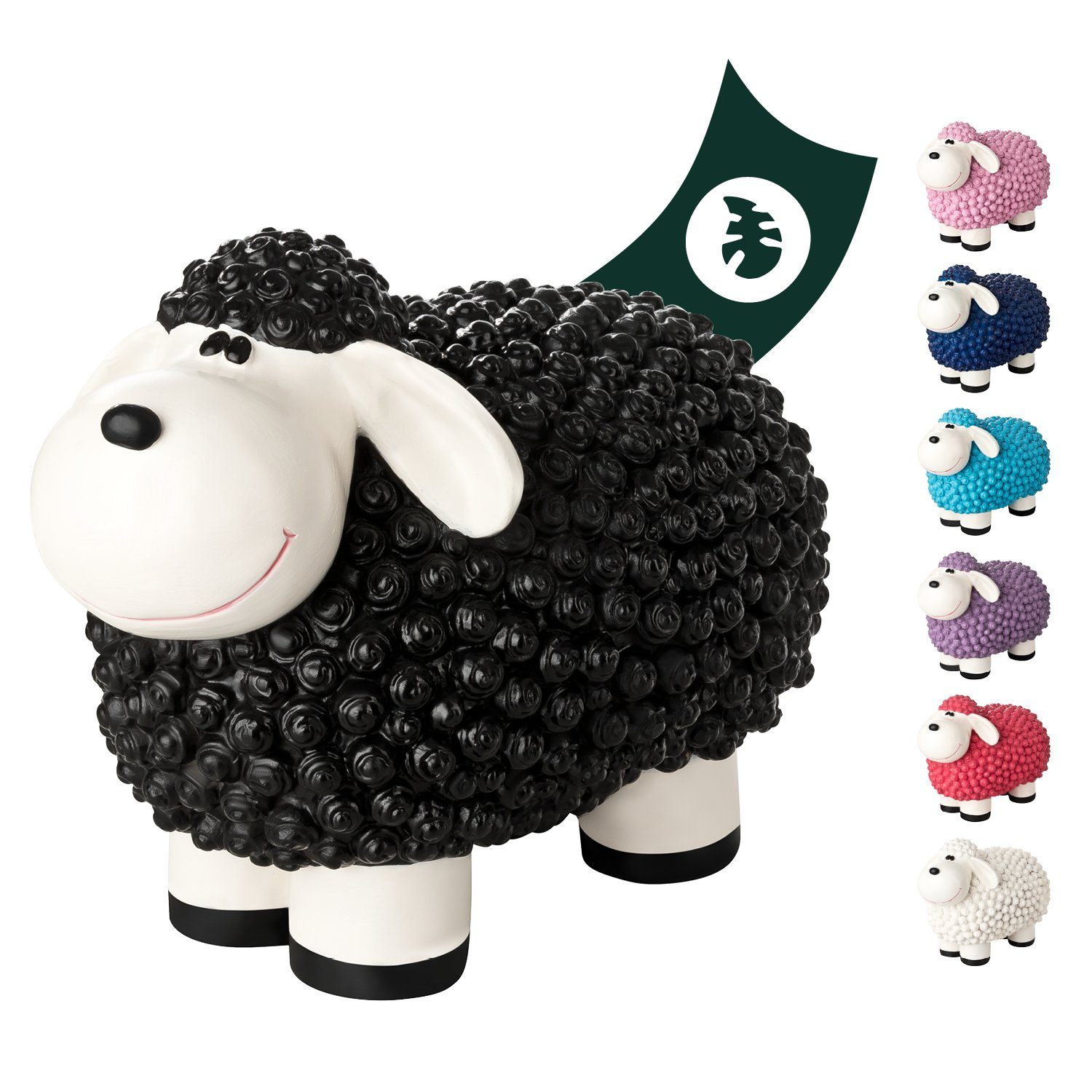 VERDOBA Gartenfigur Gartendeko Mini Schaf - Wetterfeste Gartenfigur - Deko Schaf für Außen, Polyresin Schwarz