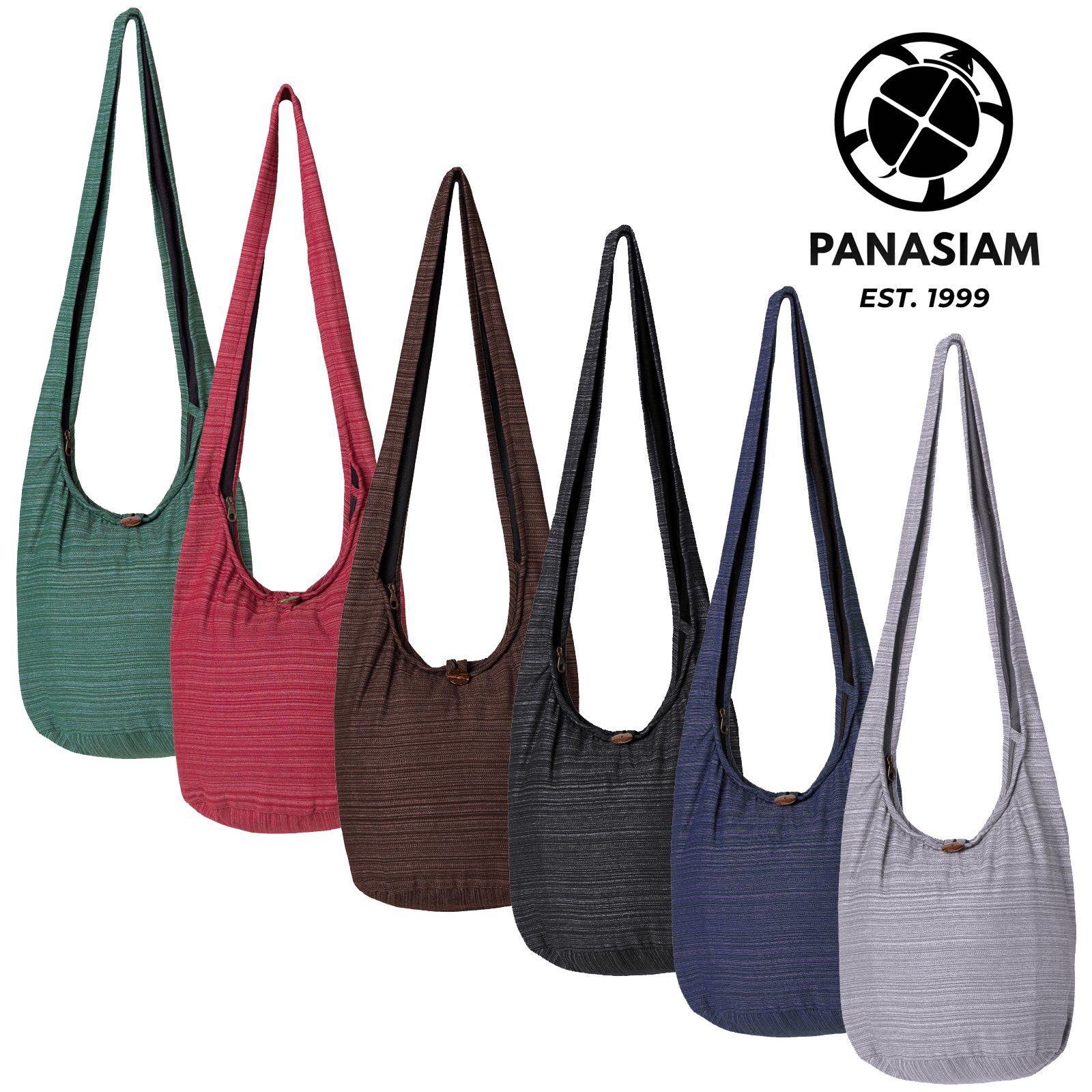 grau Wickeltasche Schulterbeutel Strandtasche auch 2 nutzbar Yogatasche In Größen 100% aus Schultertasche, als Lini Baumwolle Beuteltasche oder PANASIAM Handtasche