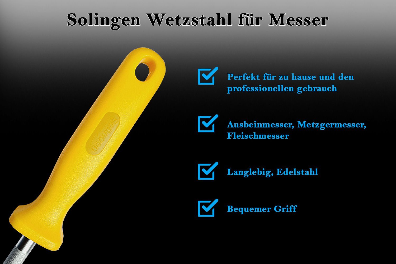 SMI Messerschärfer Wetzstahl Solingen Messerschleifer Wetzstab stahl Schleifstab, ergonomisch – Bild 4 von 5